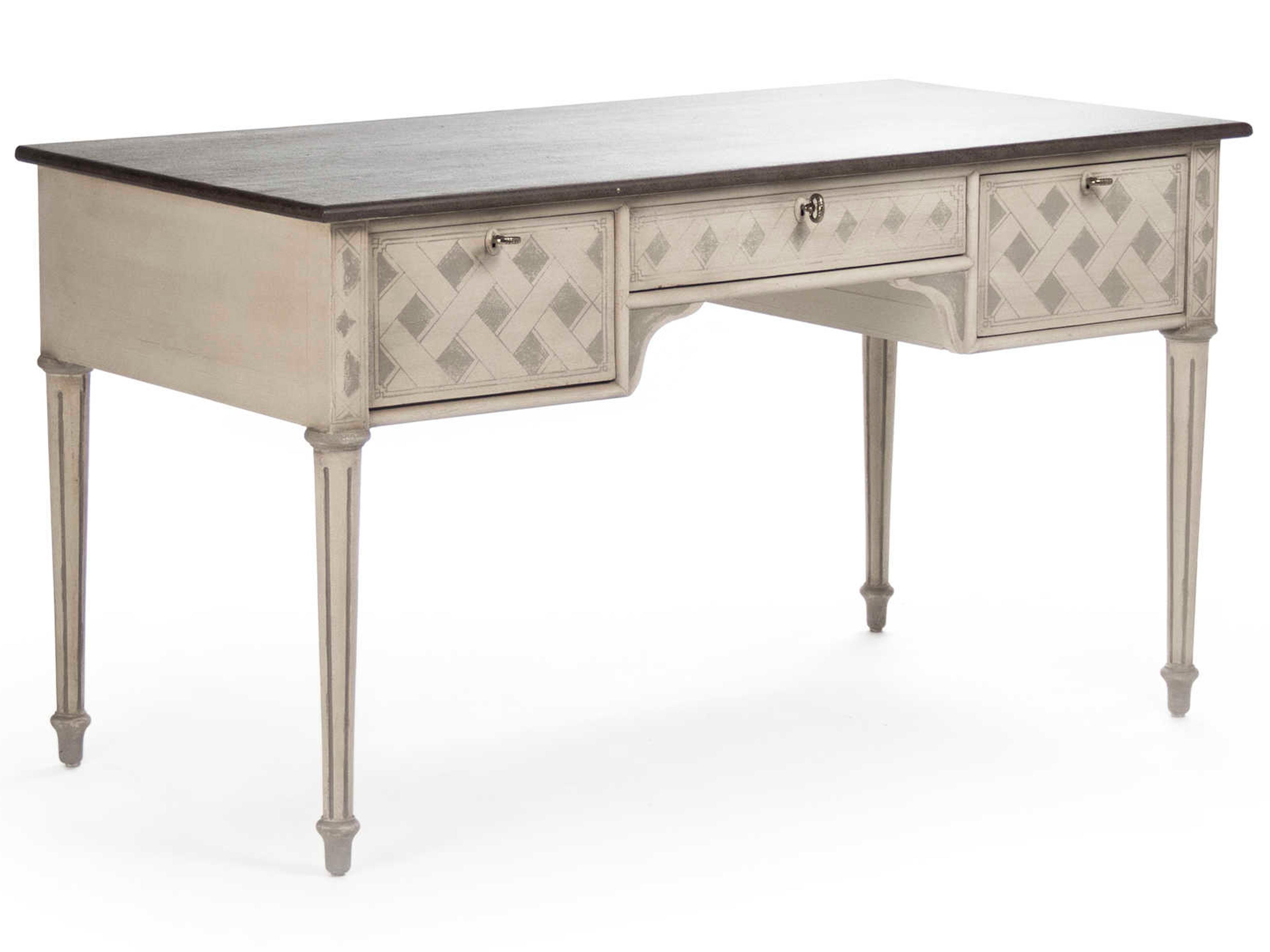 Chocolate Brown Taupe Grey Beige Birch Wood Secretary Desk