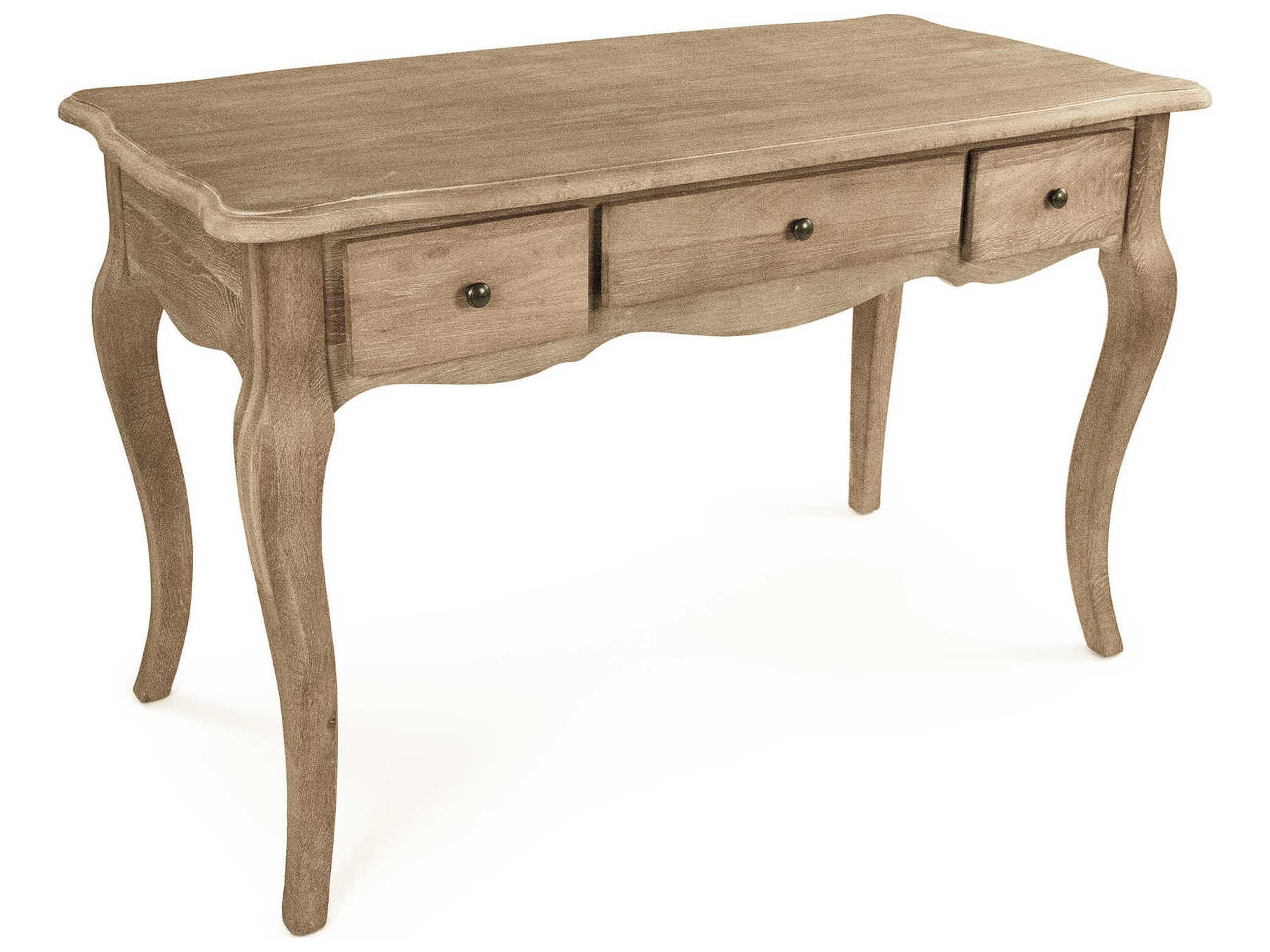 Limed Grey Oak Wood Secretary Desk