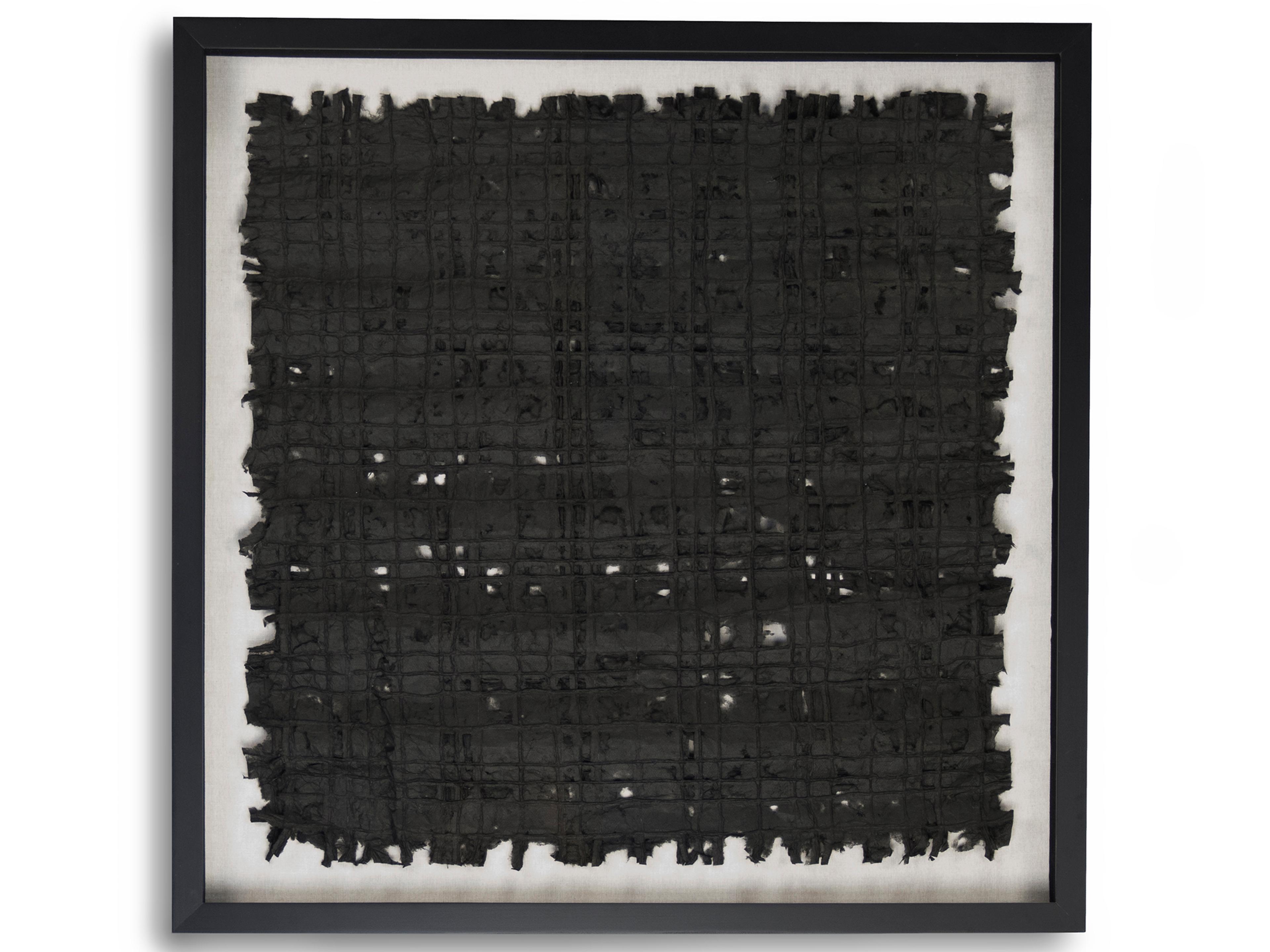 Zentique Black Wavy Grid Abstract Paper Shadow Box