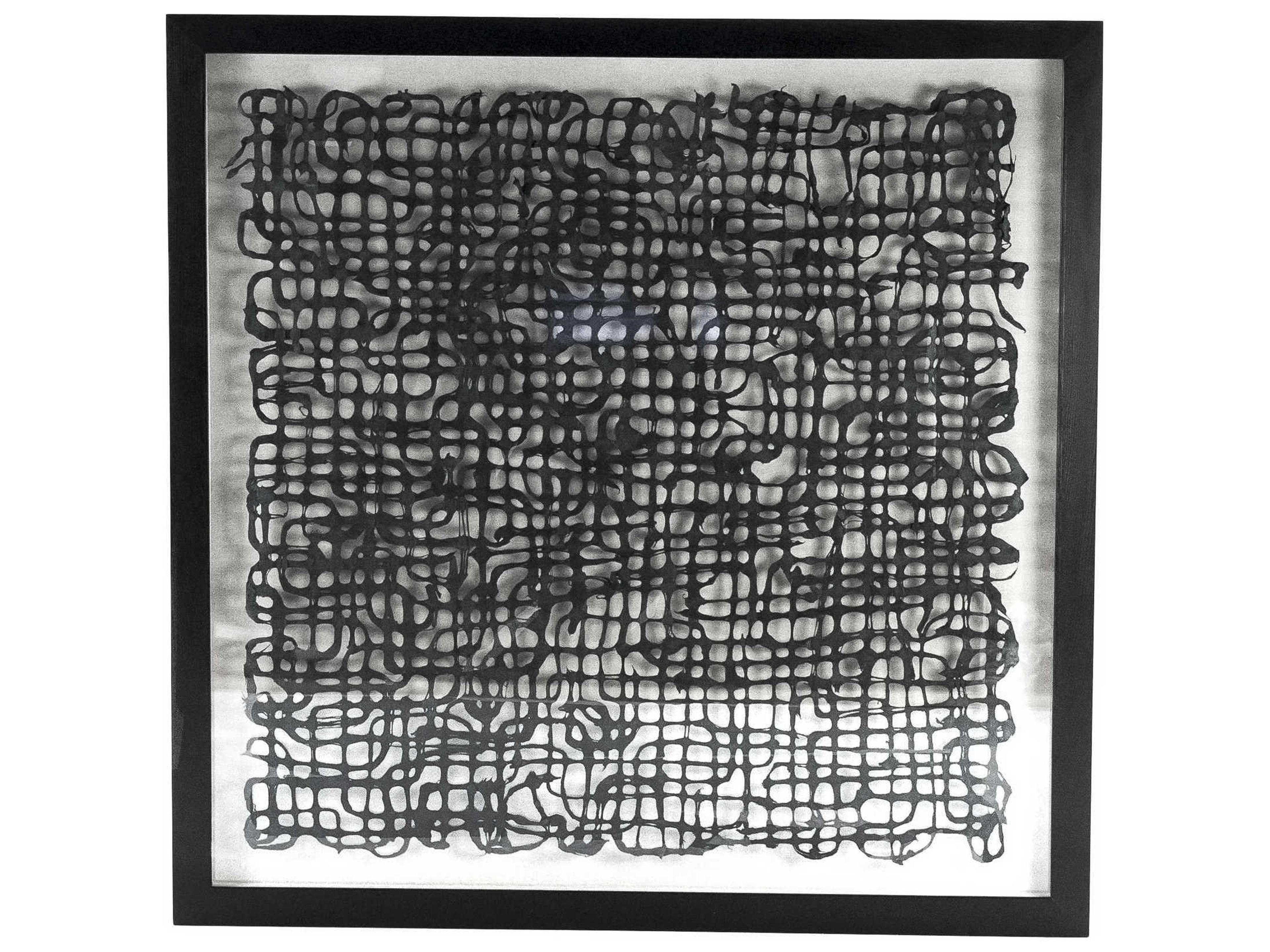 Black 47" Intersecting Lines Abstract Paper Shadow Box