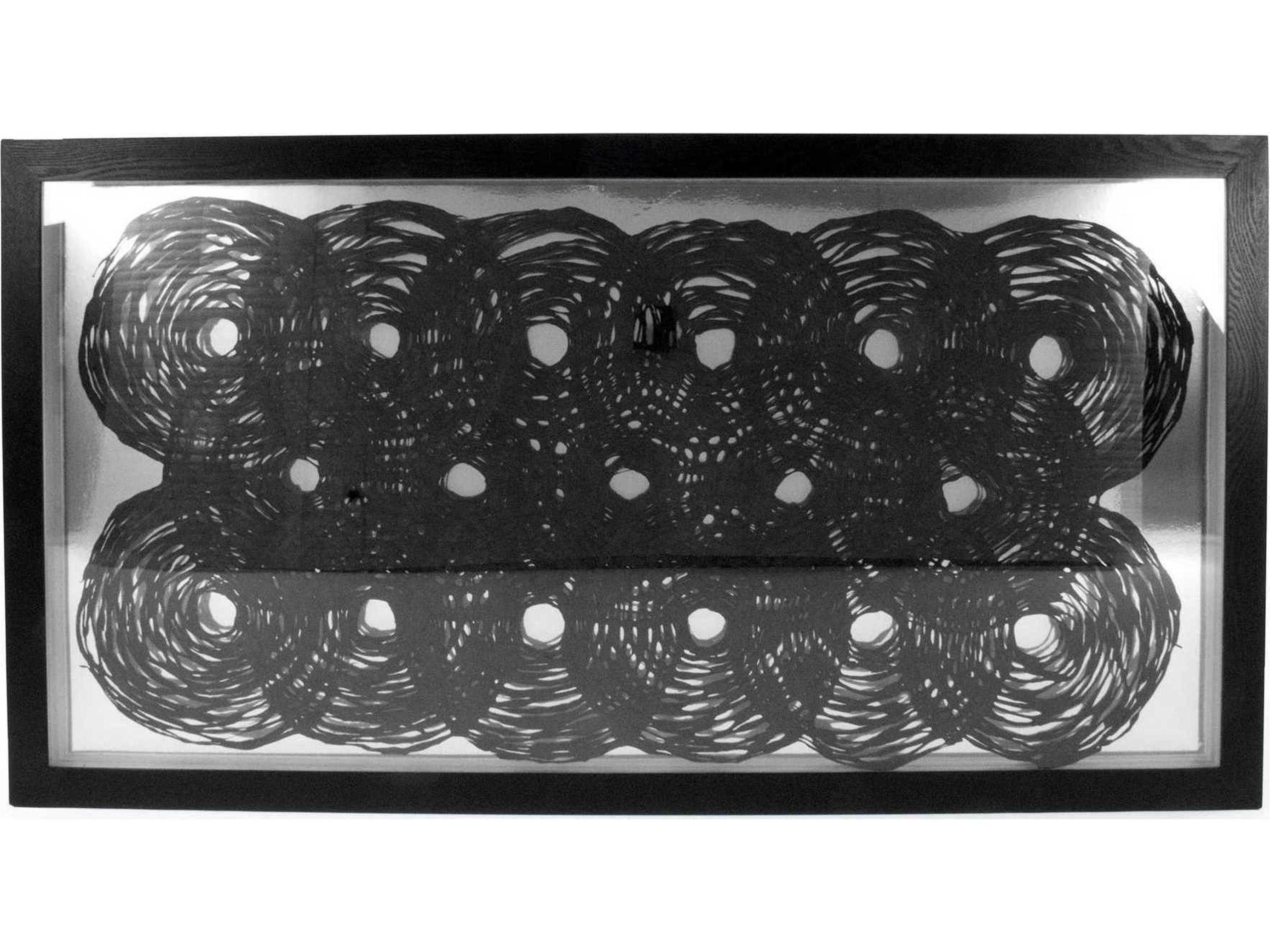Black 59" Intersecting Circles Abstract Paper Shadow Box