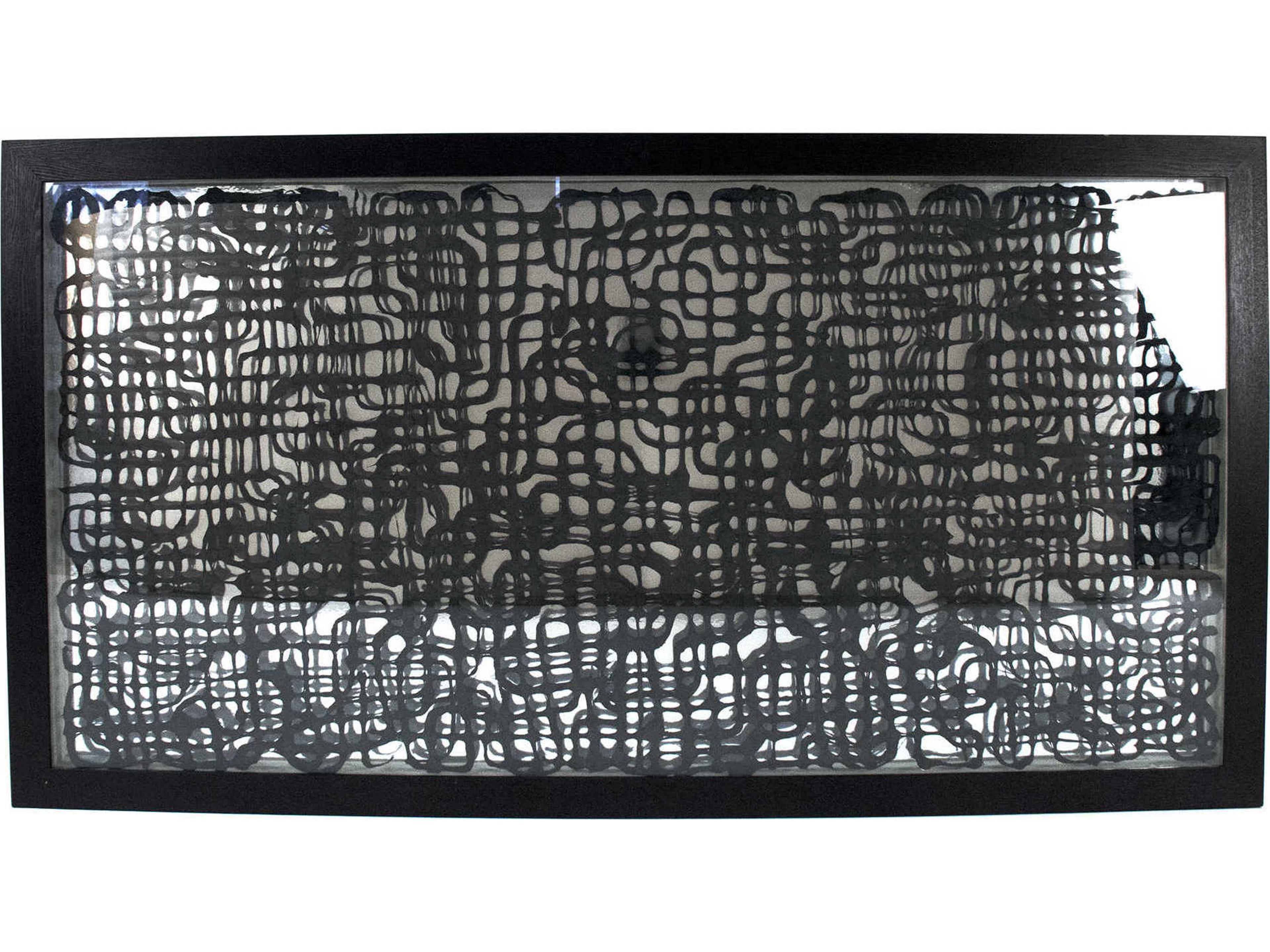 Black 59" Intersecting Lines Abstract Paper Shadow Box