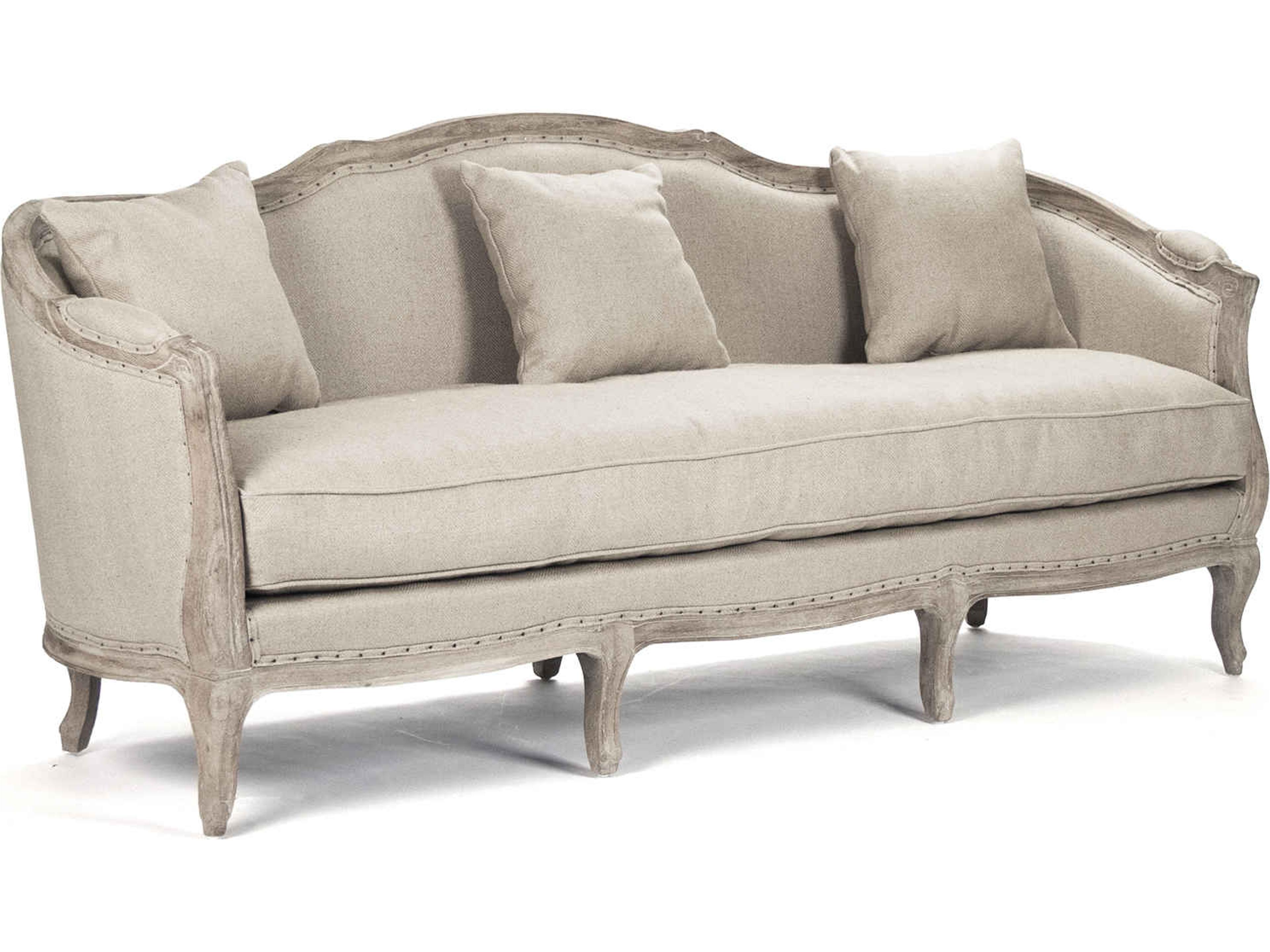 Maison Limed Grey Oak Beige Upholstered Sofa