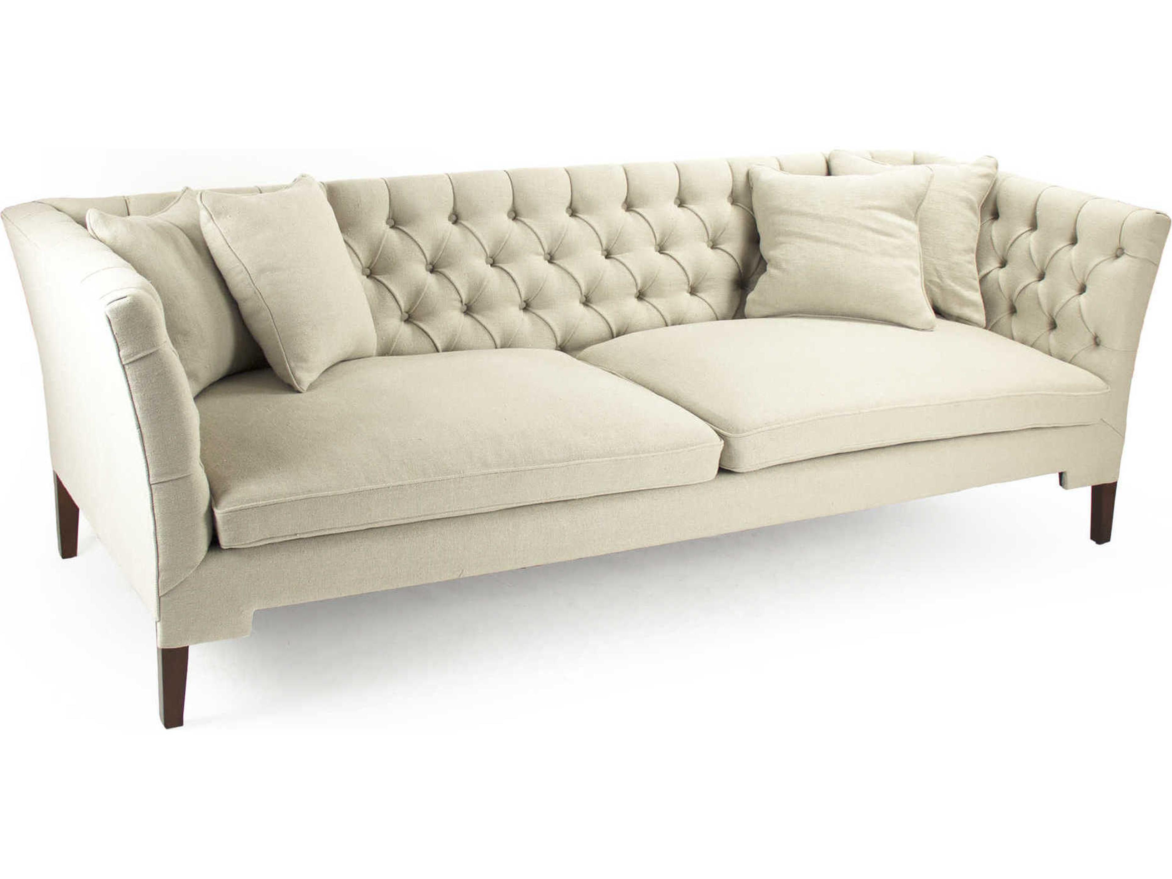 Cream Linen Upholstered Sofa