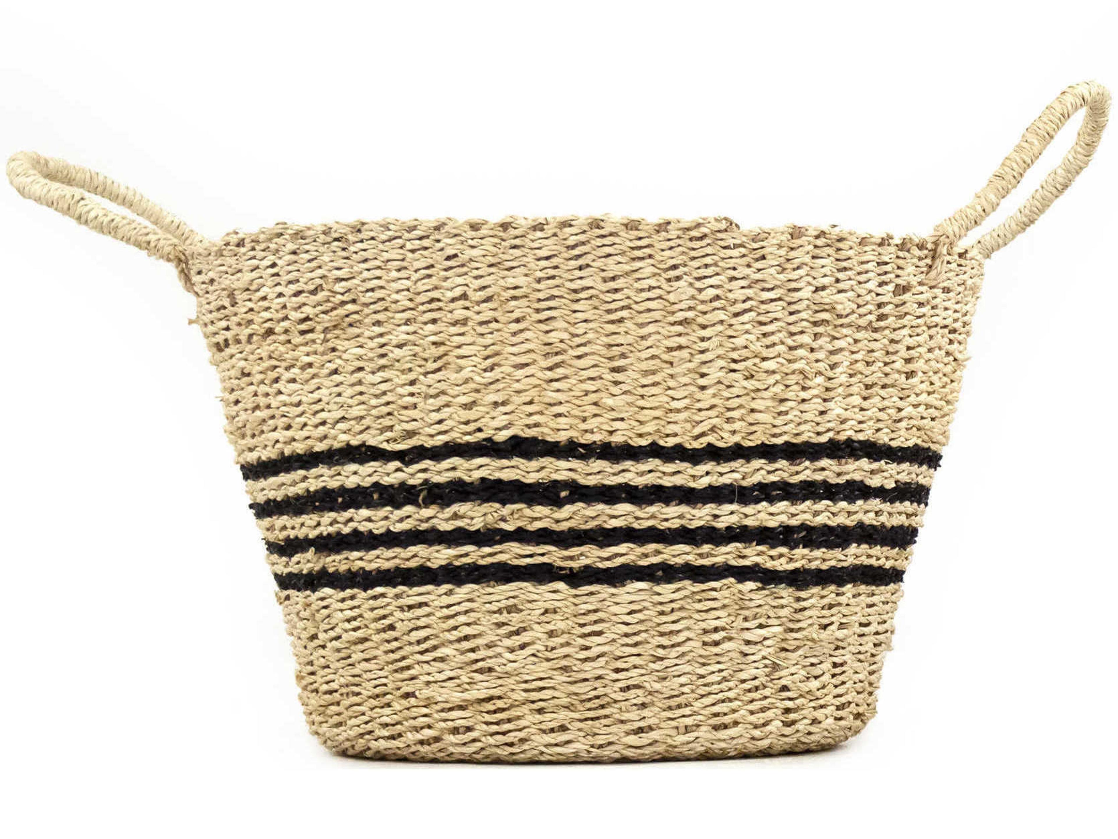 Zentique Beige / Dark Brown 18" Woven Basket