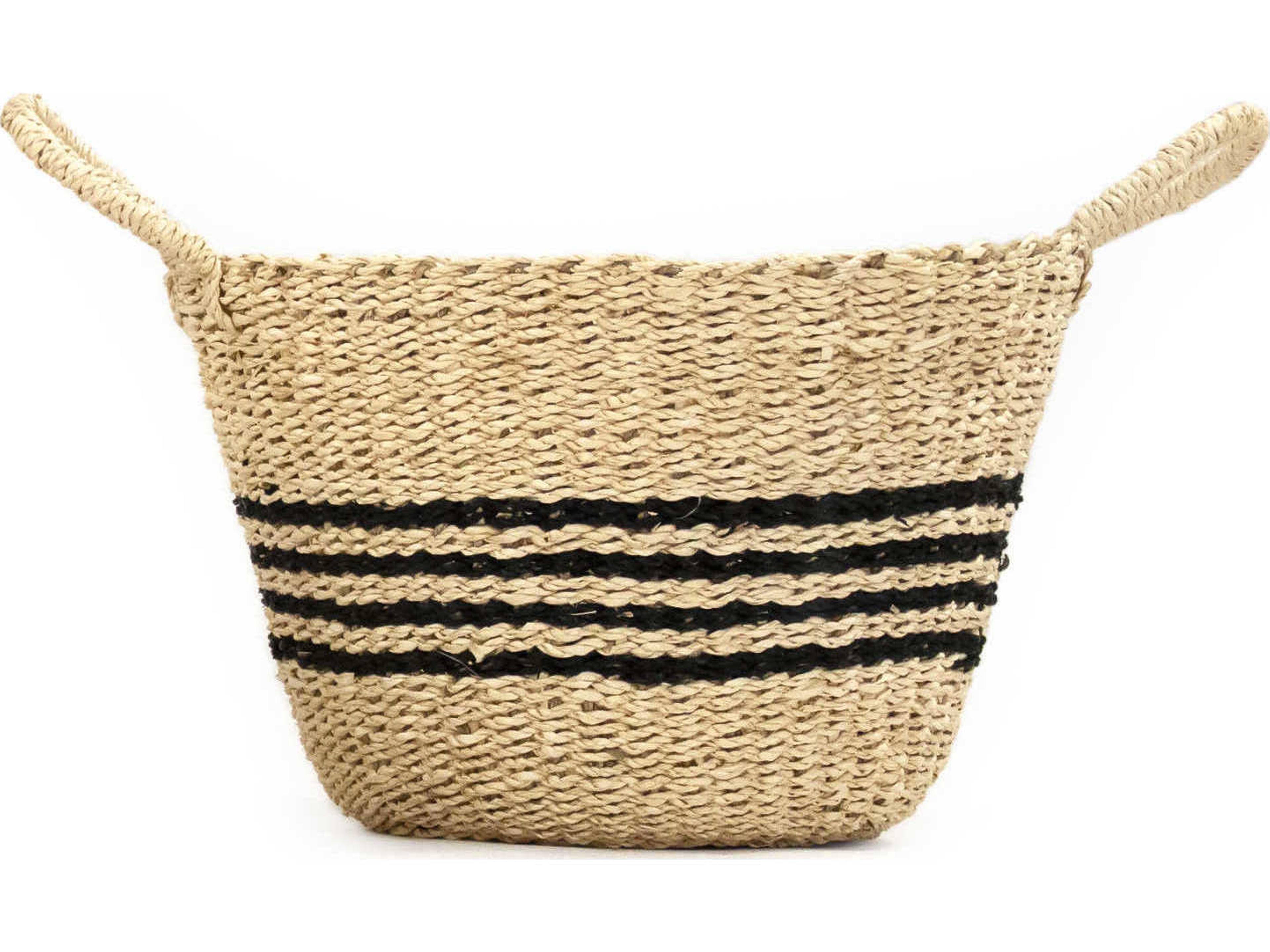 Zentique Beige / Dark Brown 15" Woven Basket