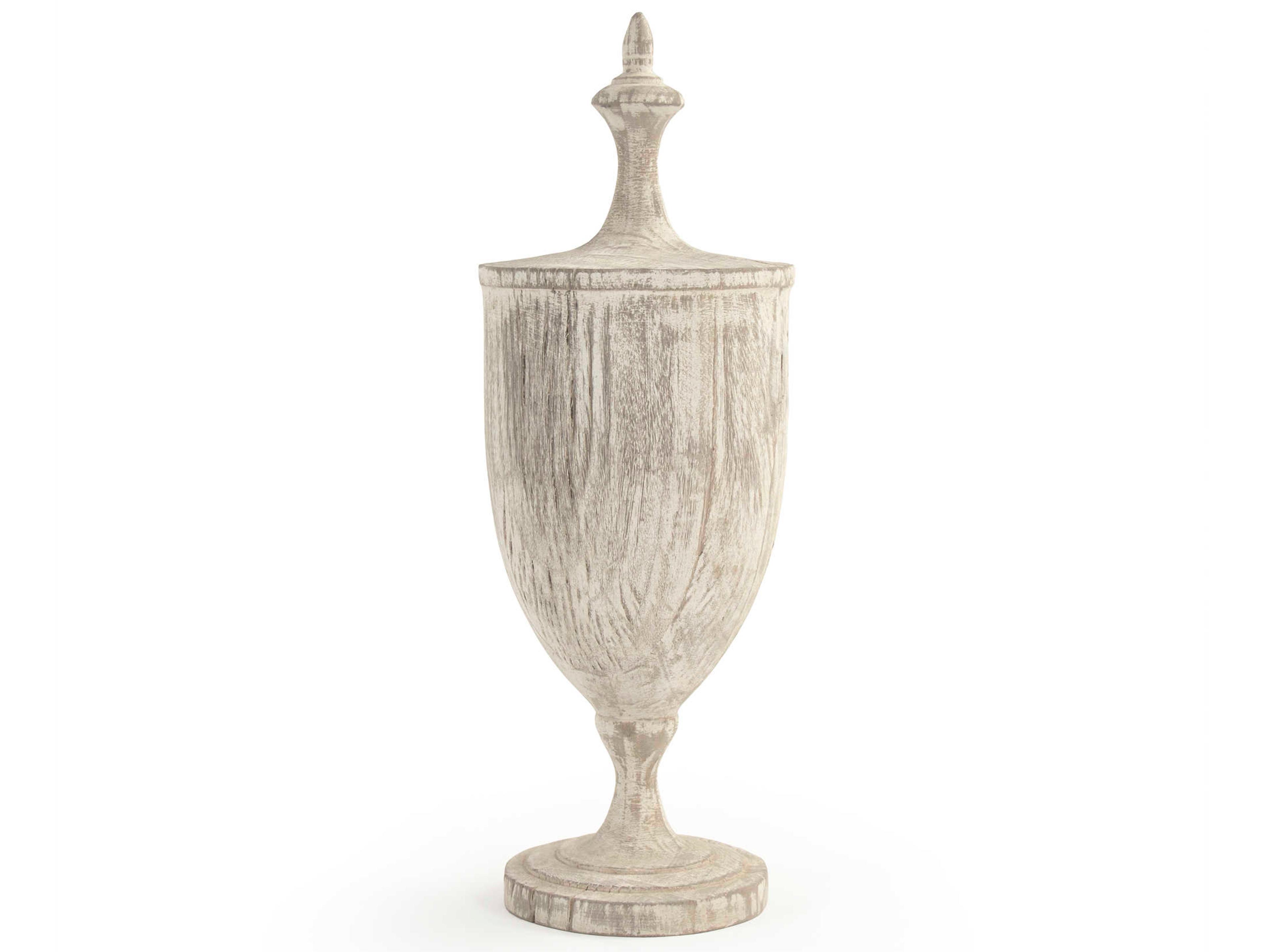 Zentique White Wash Wooden Urn