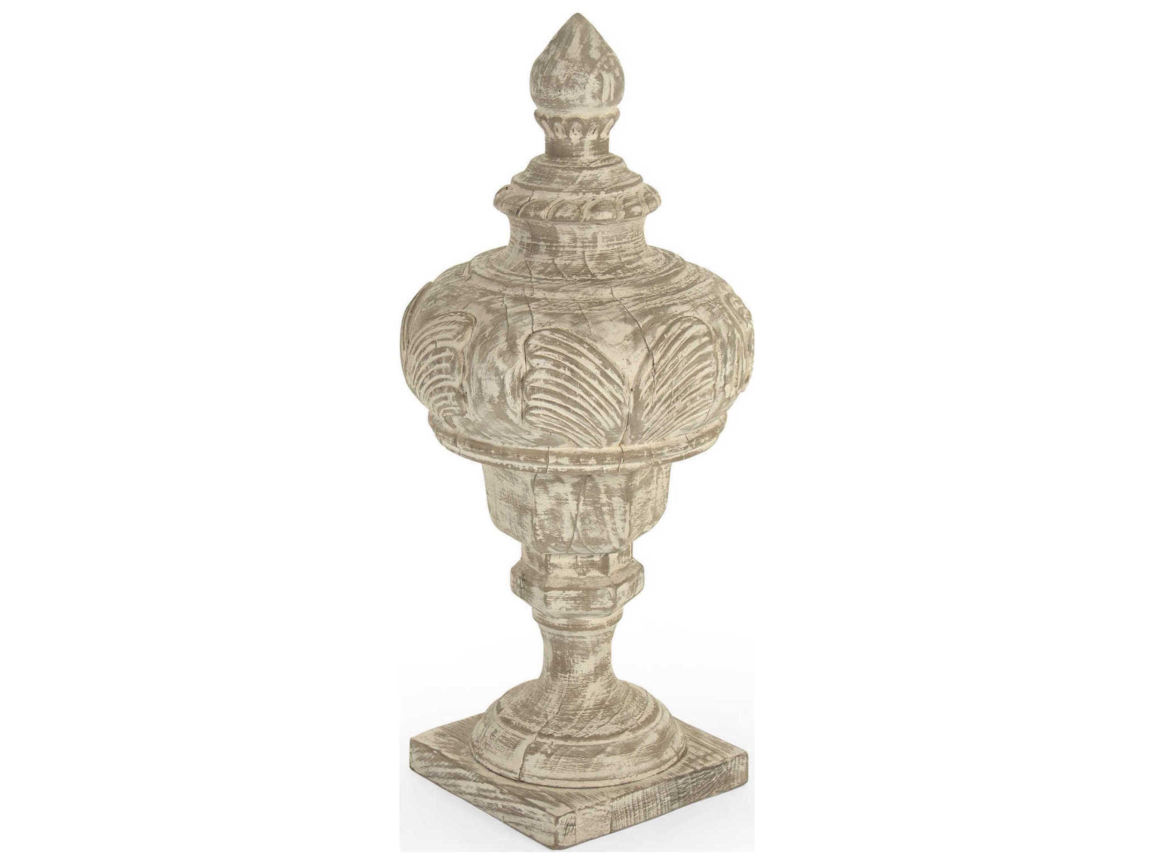 Victory White Wash Wooden Urn