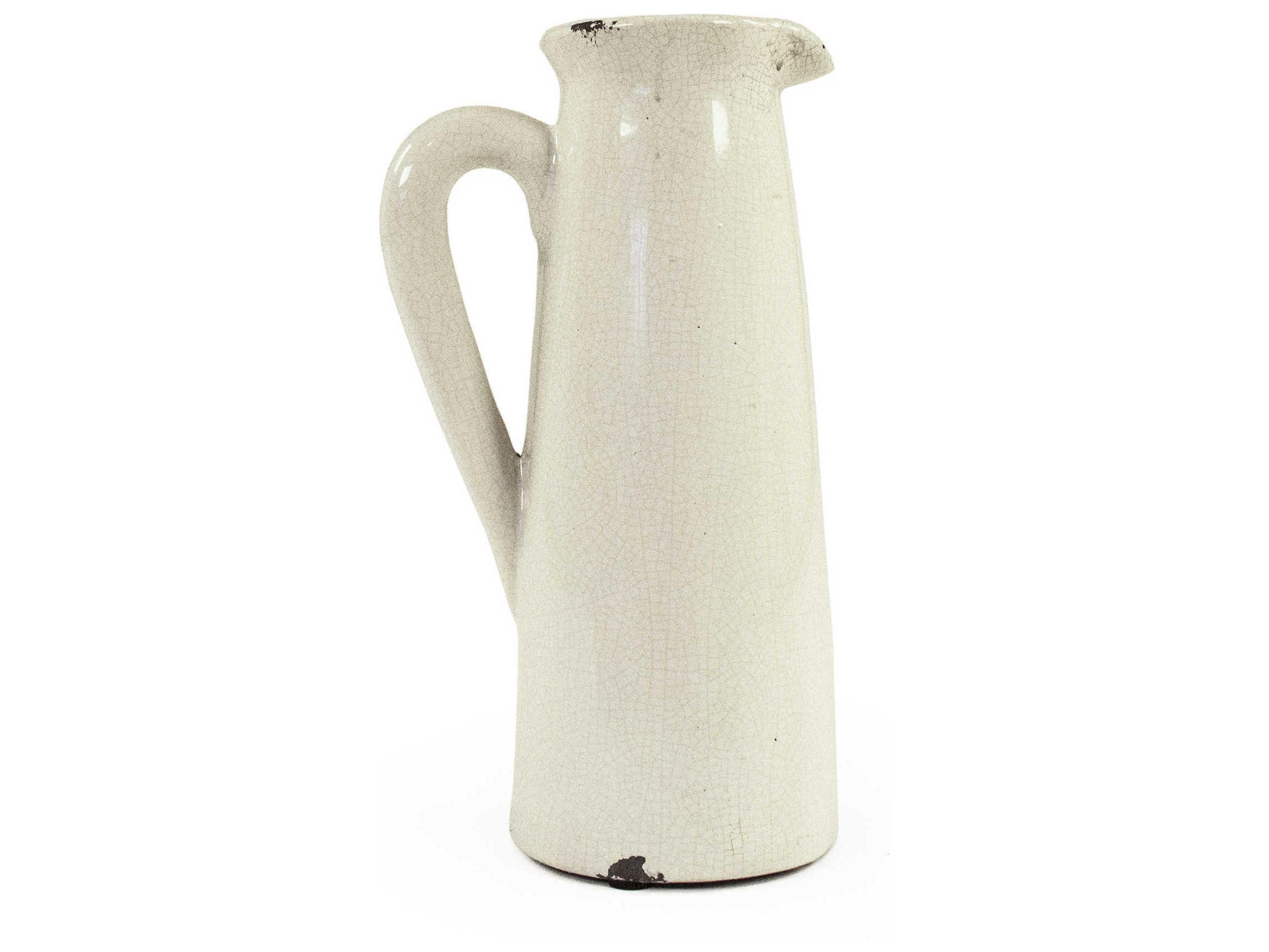Zentique Distressed Crackle White 12" High Pitcher
