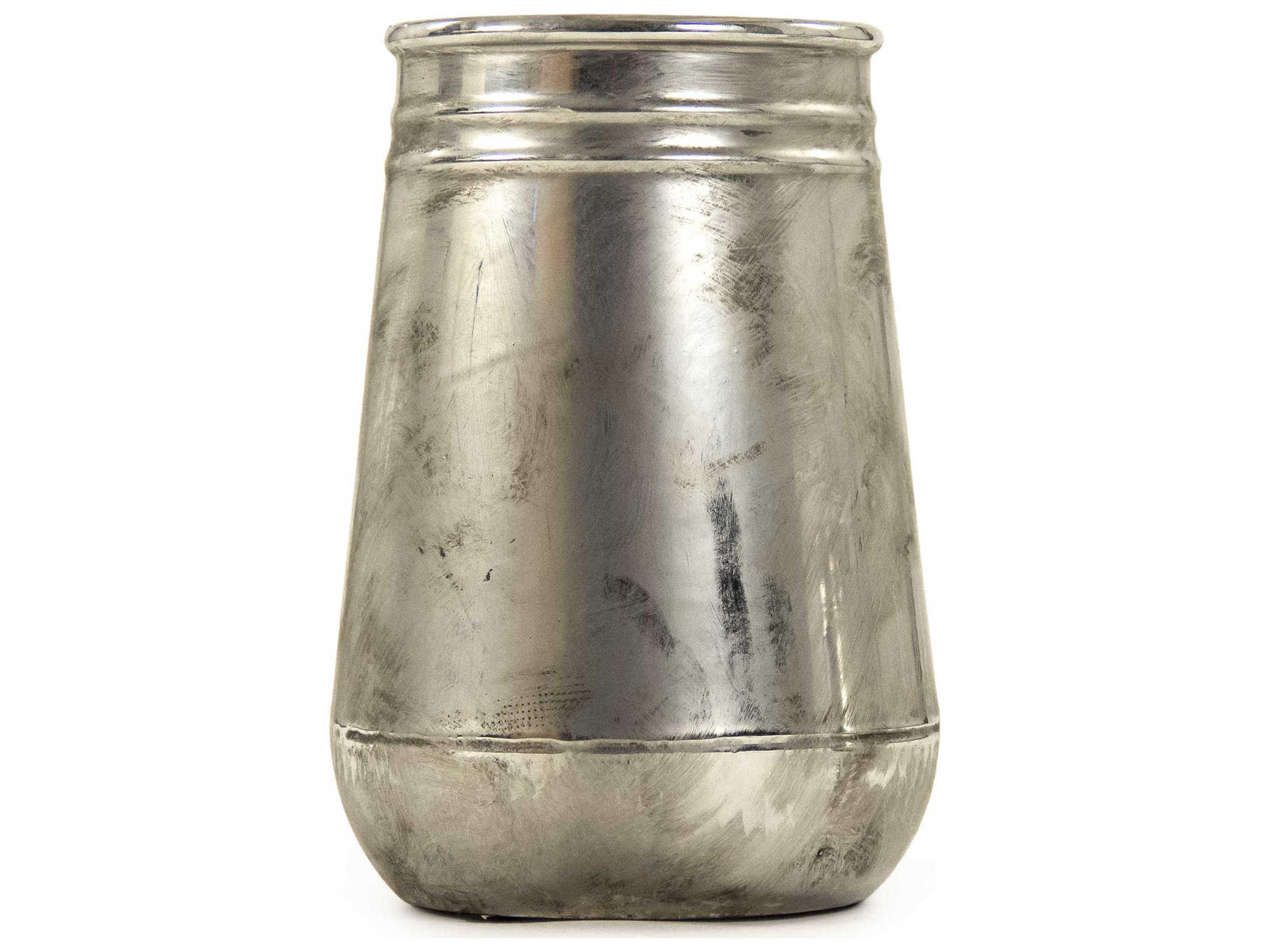 Zentique Distressed Metallic Silver 11" High Vase