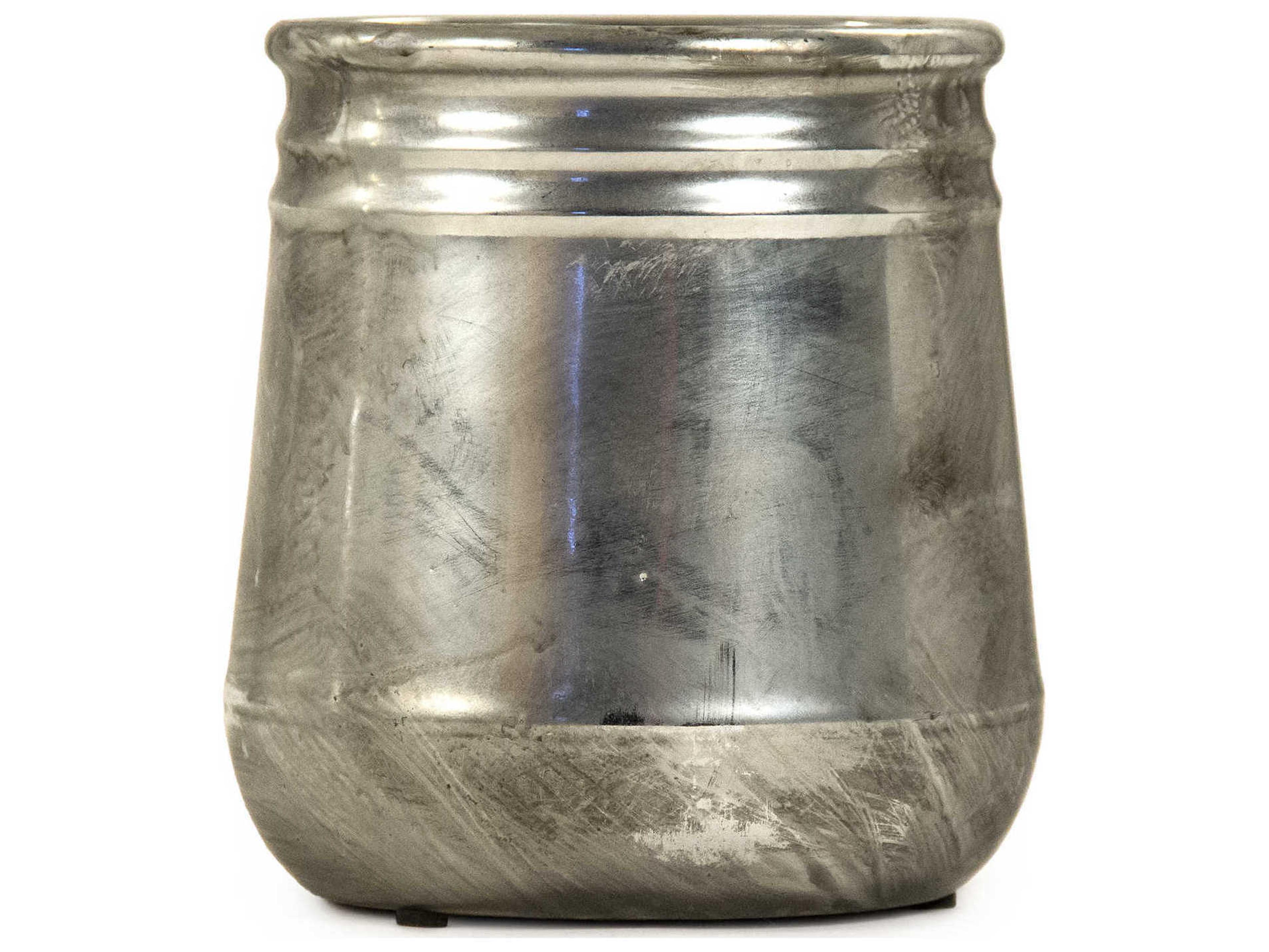 Zentique Distressed Metallic Silver 7" High Vase