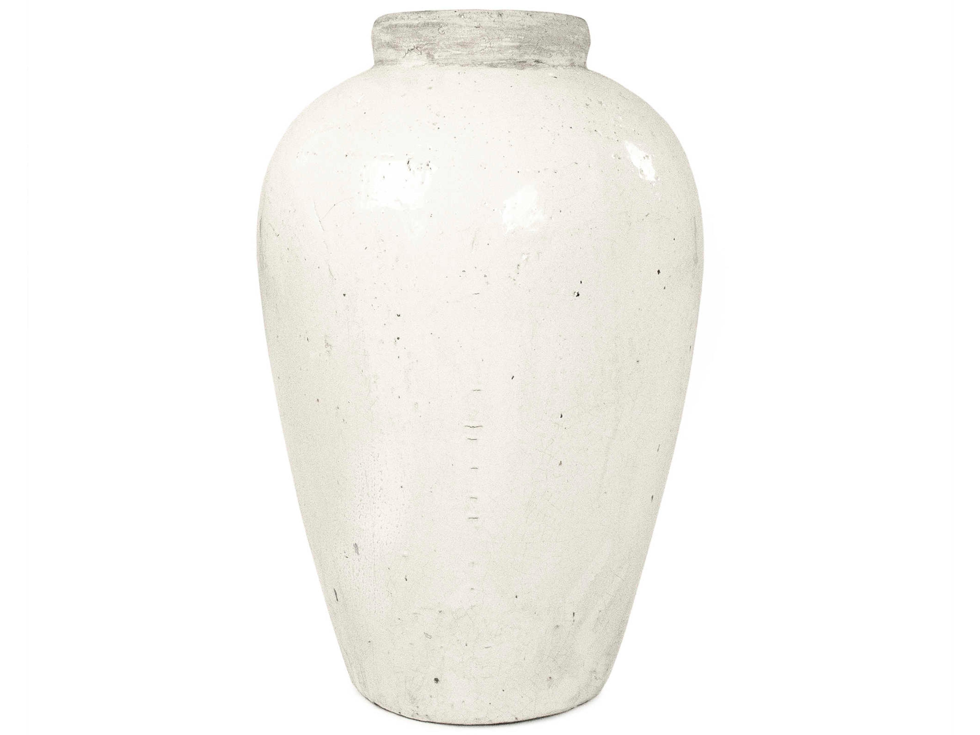 Zentique Distressed White 15" Vase
