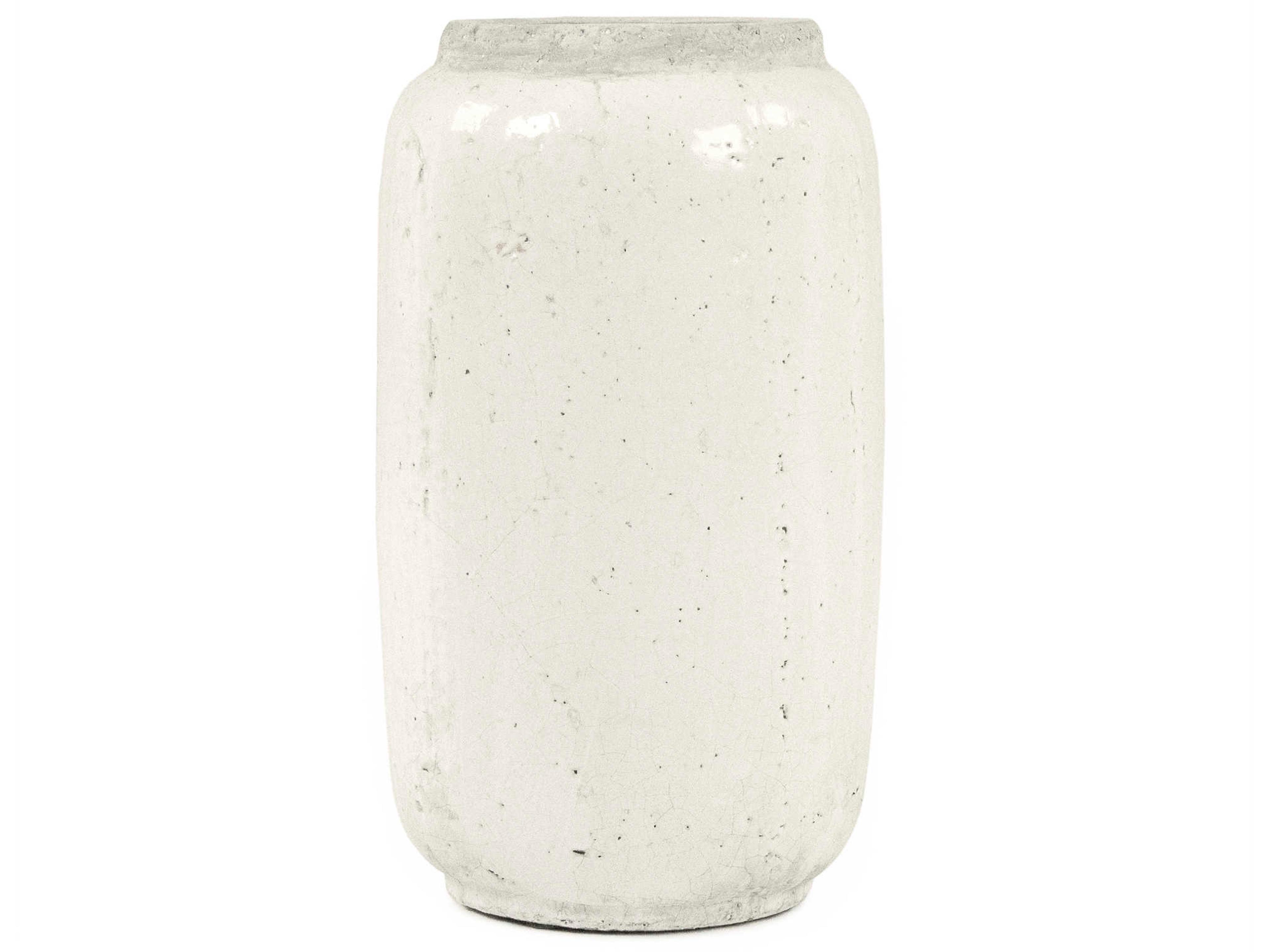 Zentique Distressed White 8" Vase