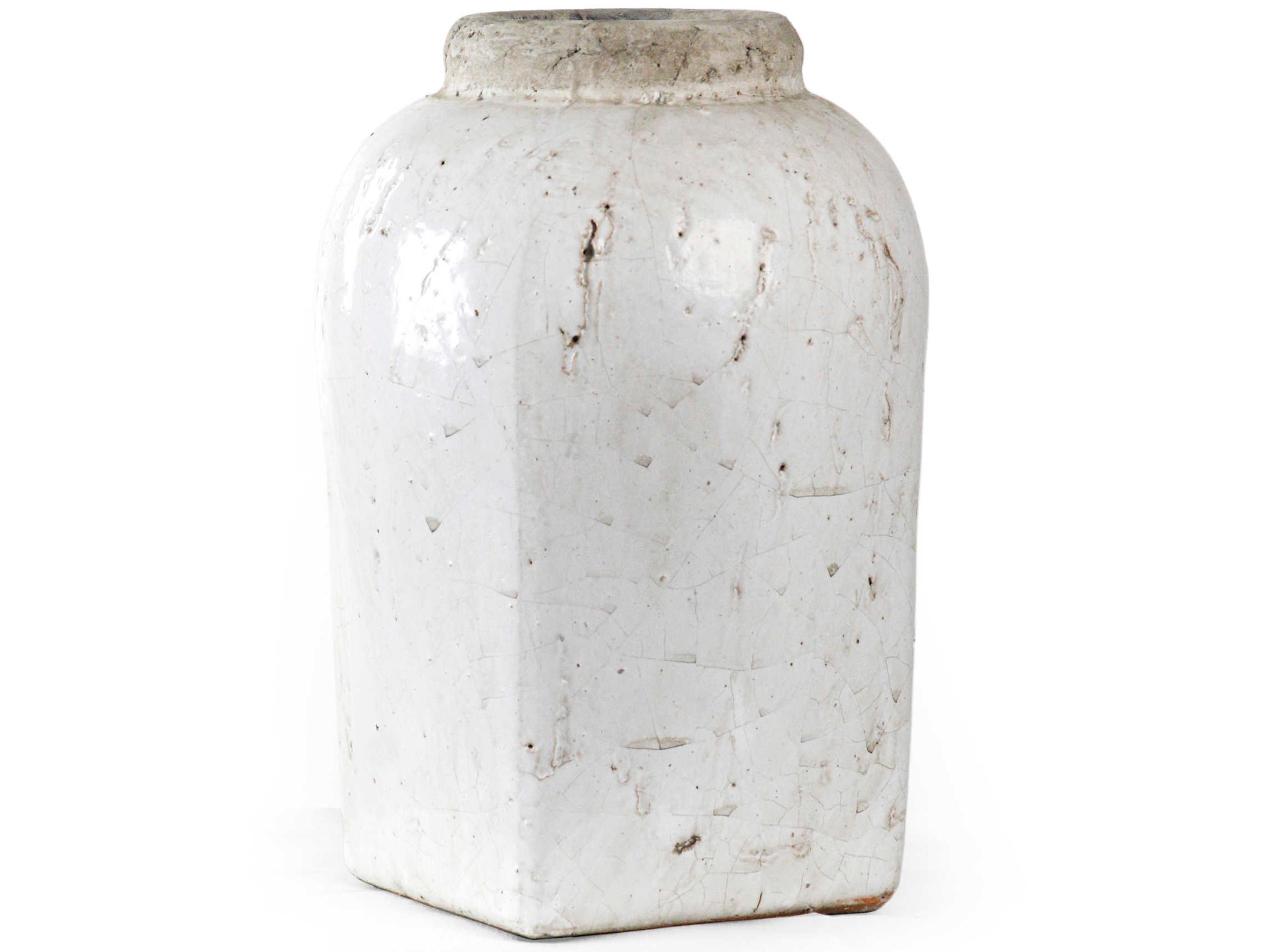 Distressed White 12" Jar