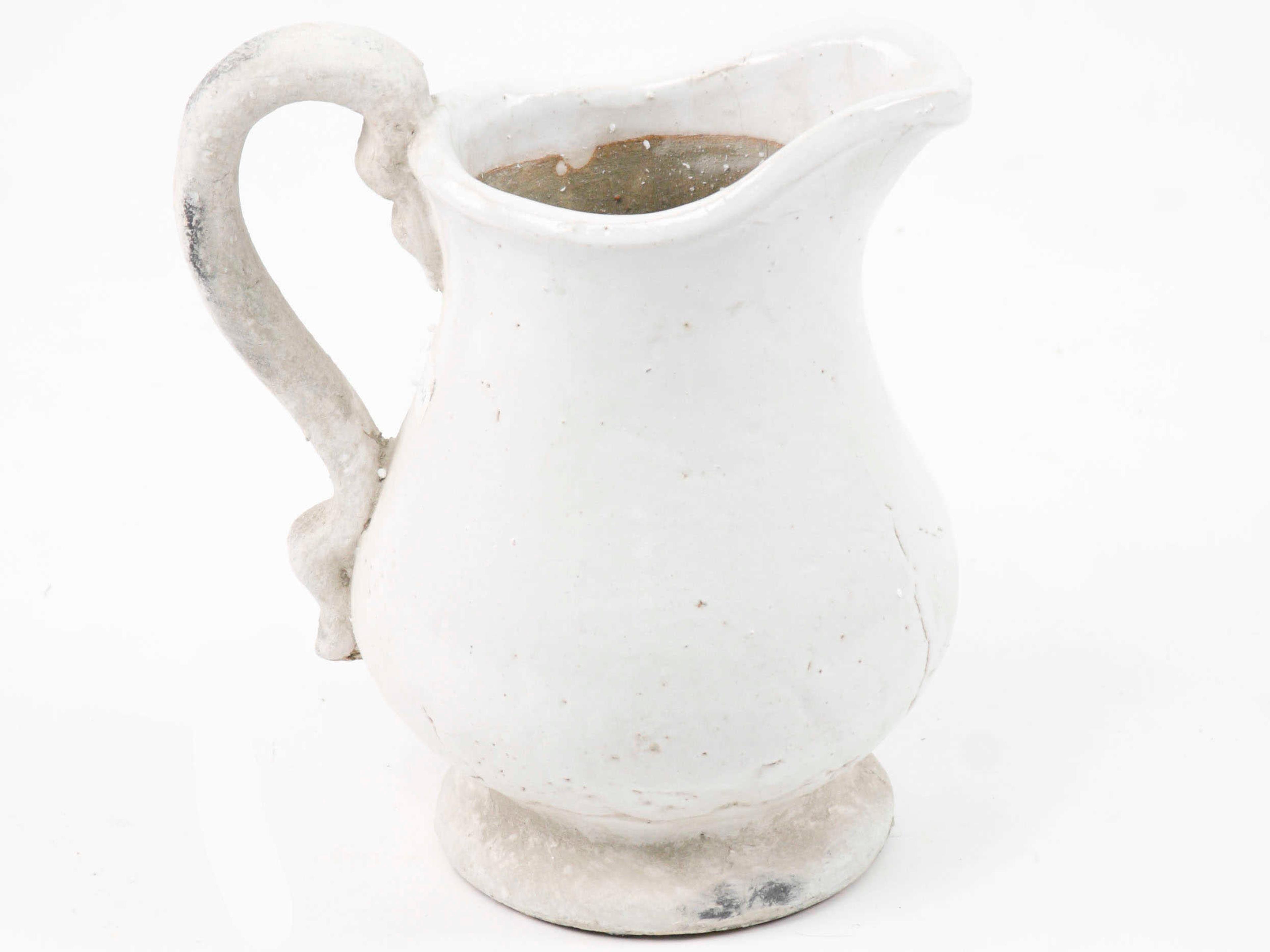 Distressed White 12" High Pitcher