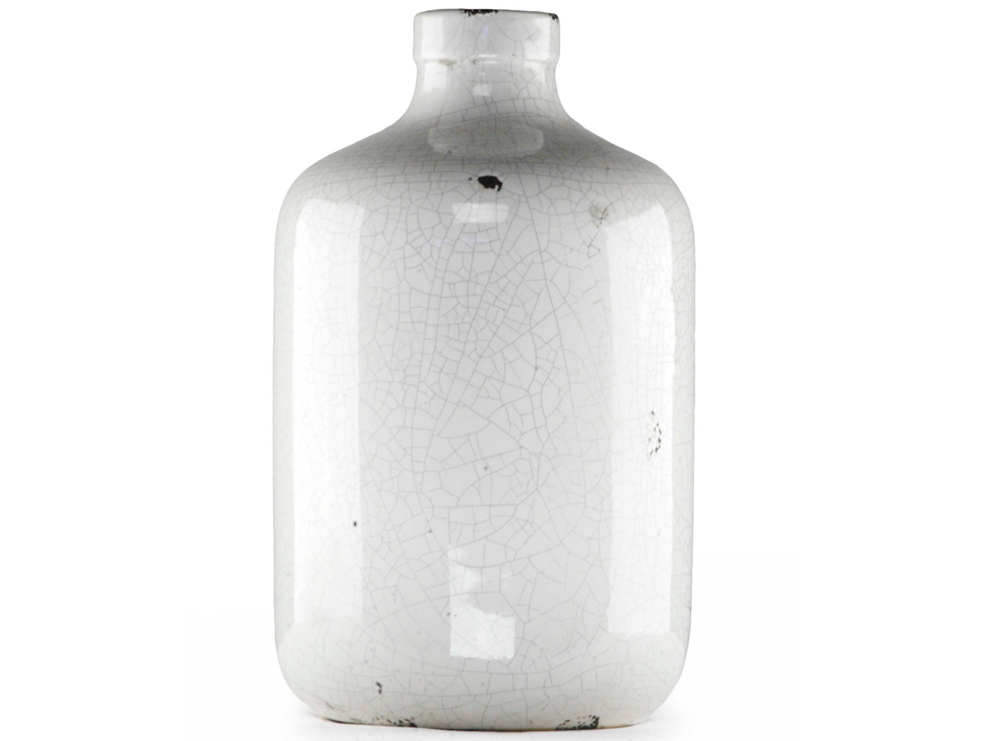 Distressed Crackle White Vase