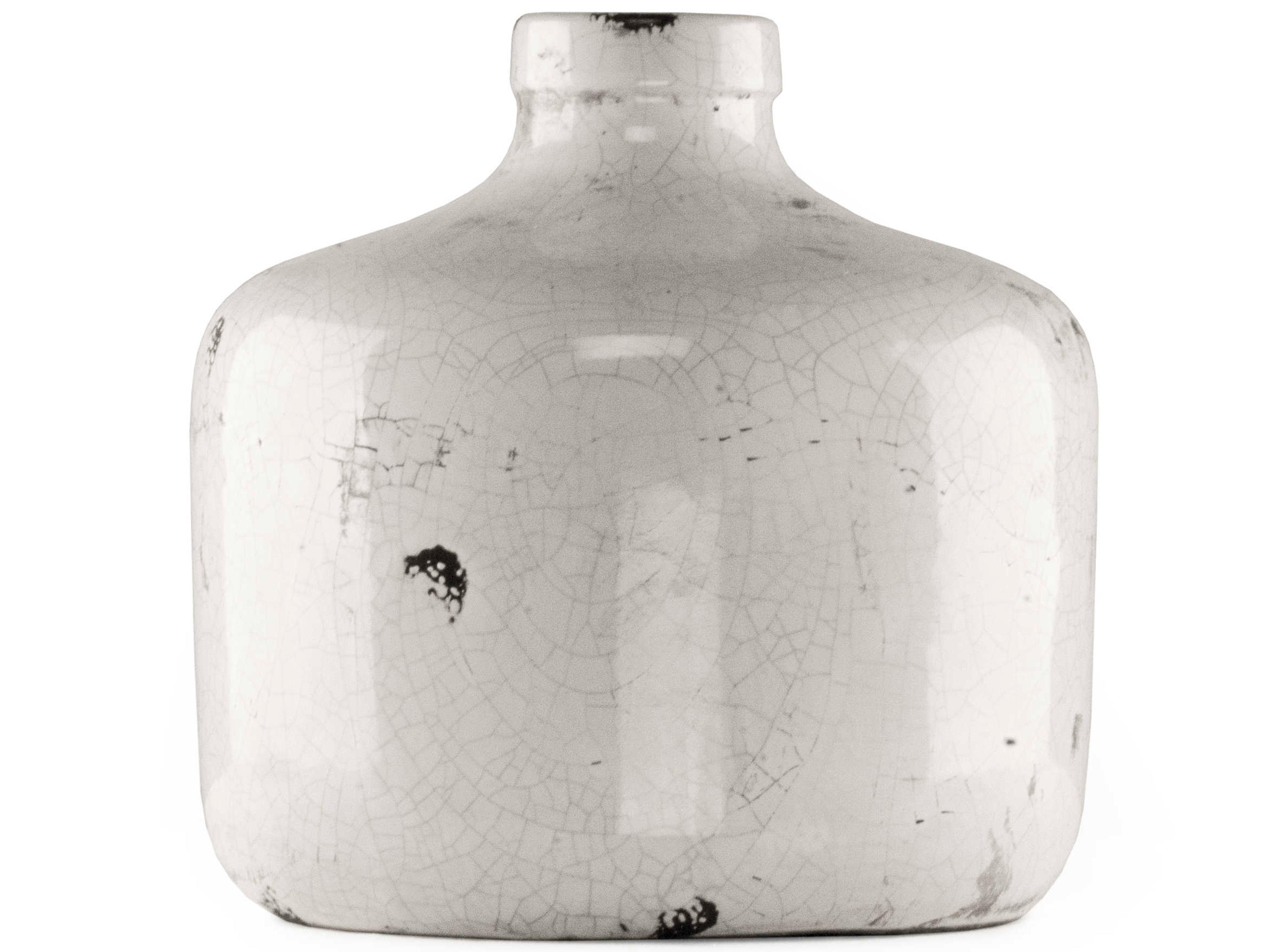 Zentique Distressed Crackle White 12" Vase