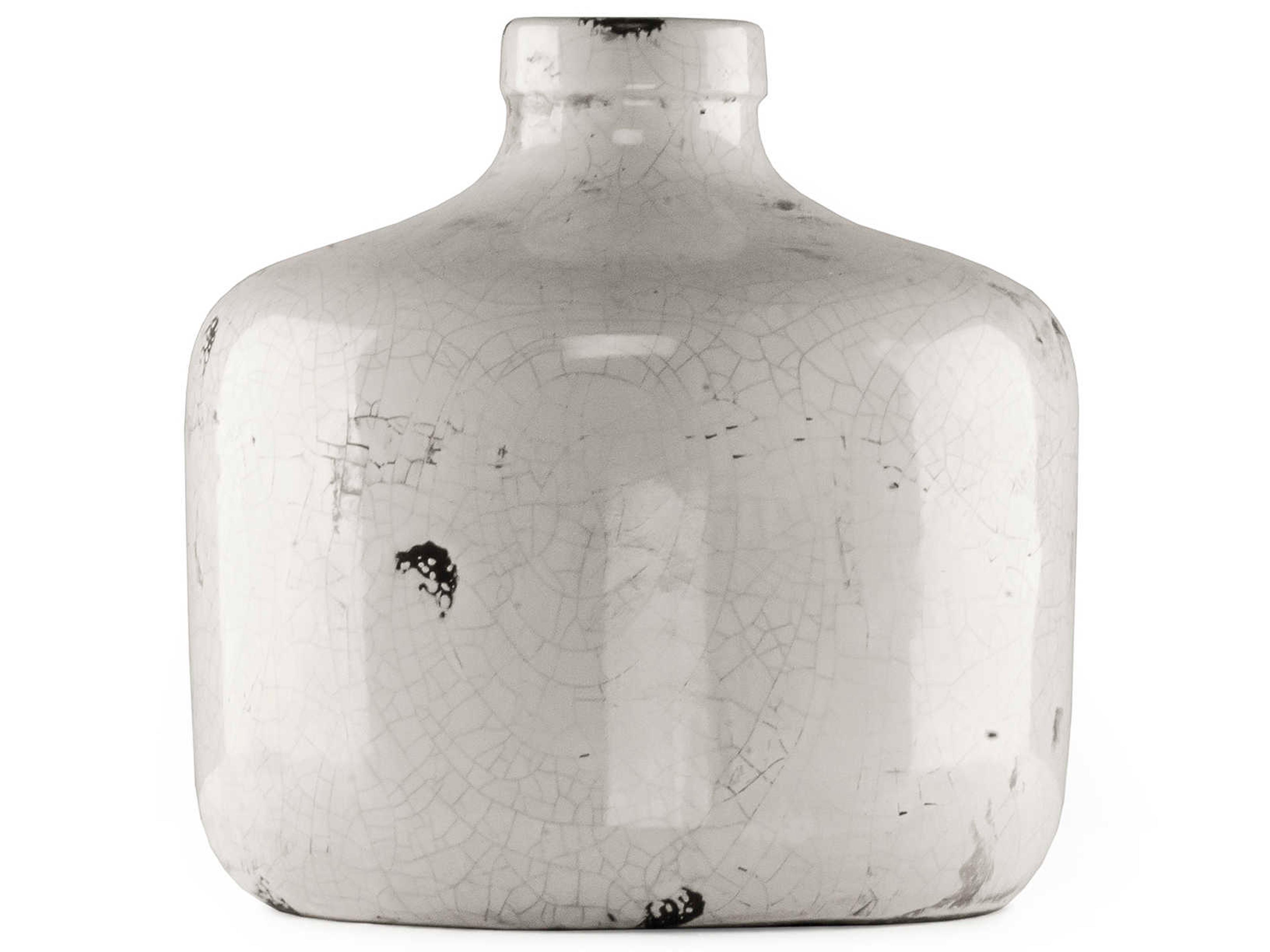 Zentique Distressed Crackle White 9" Vase
