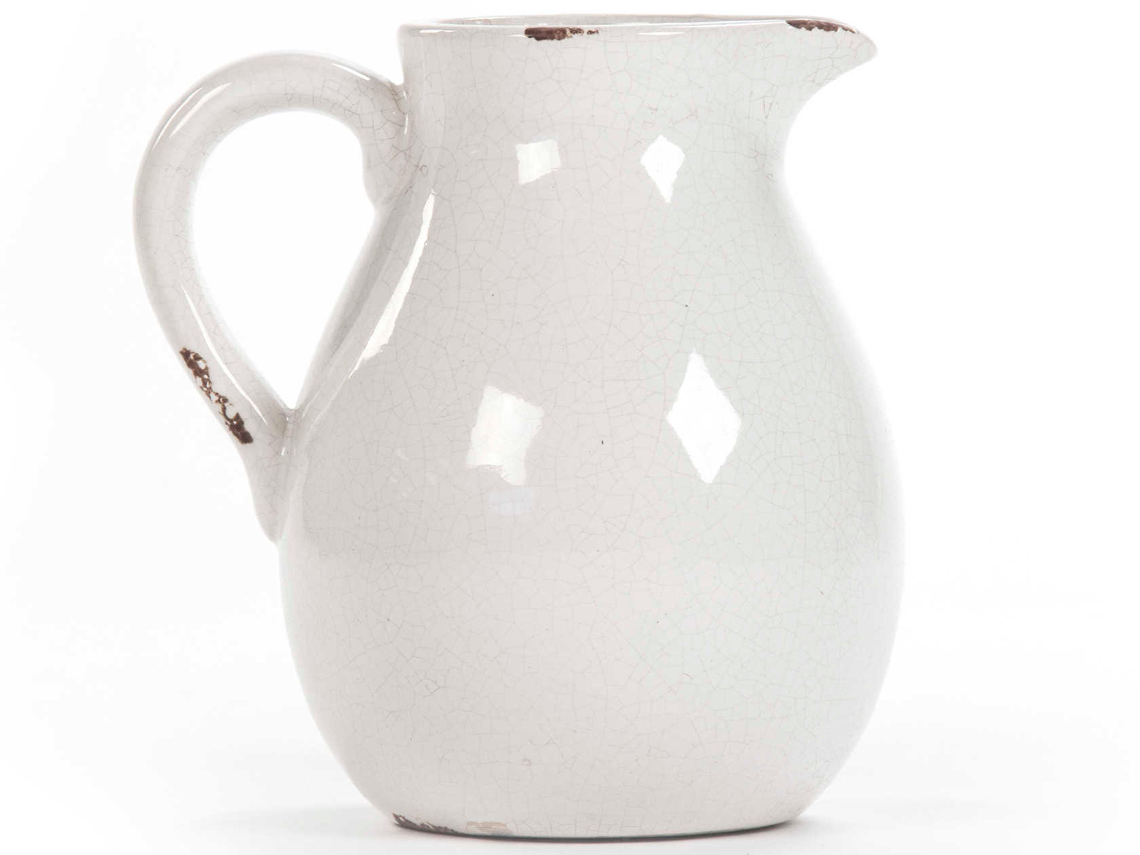 Zentique Distressed Crackle White Pitcher