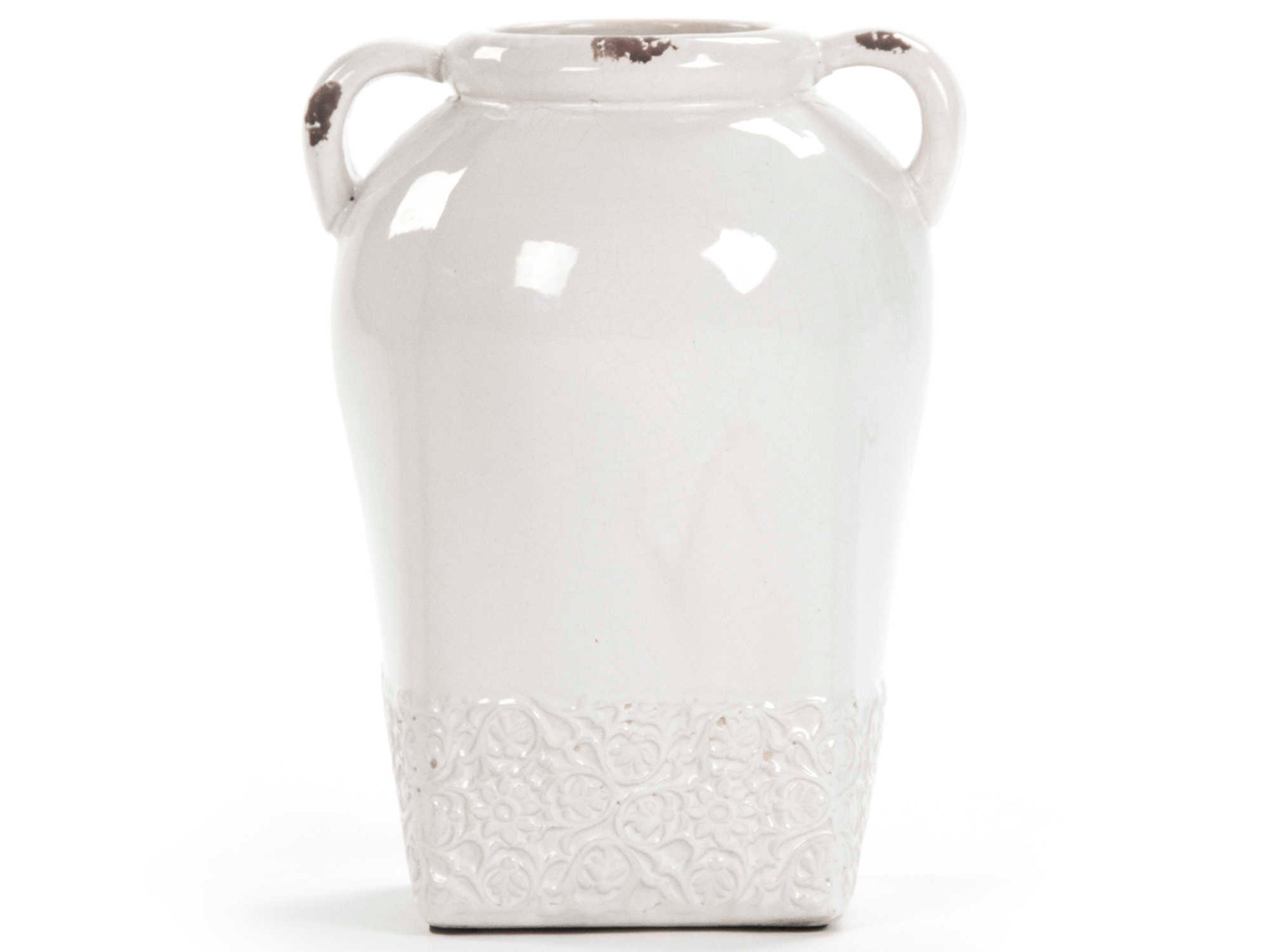Zentique Distressed Crackle White Jar