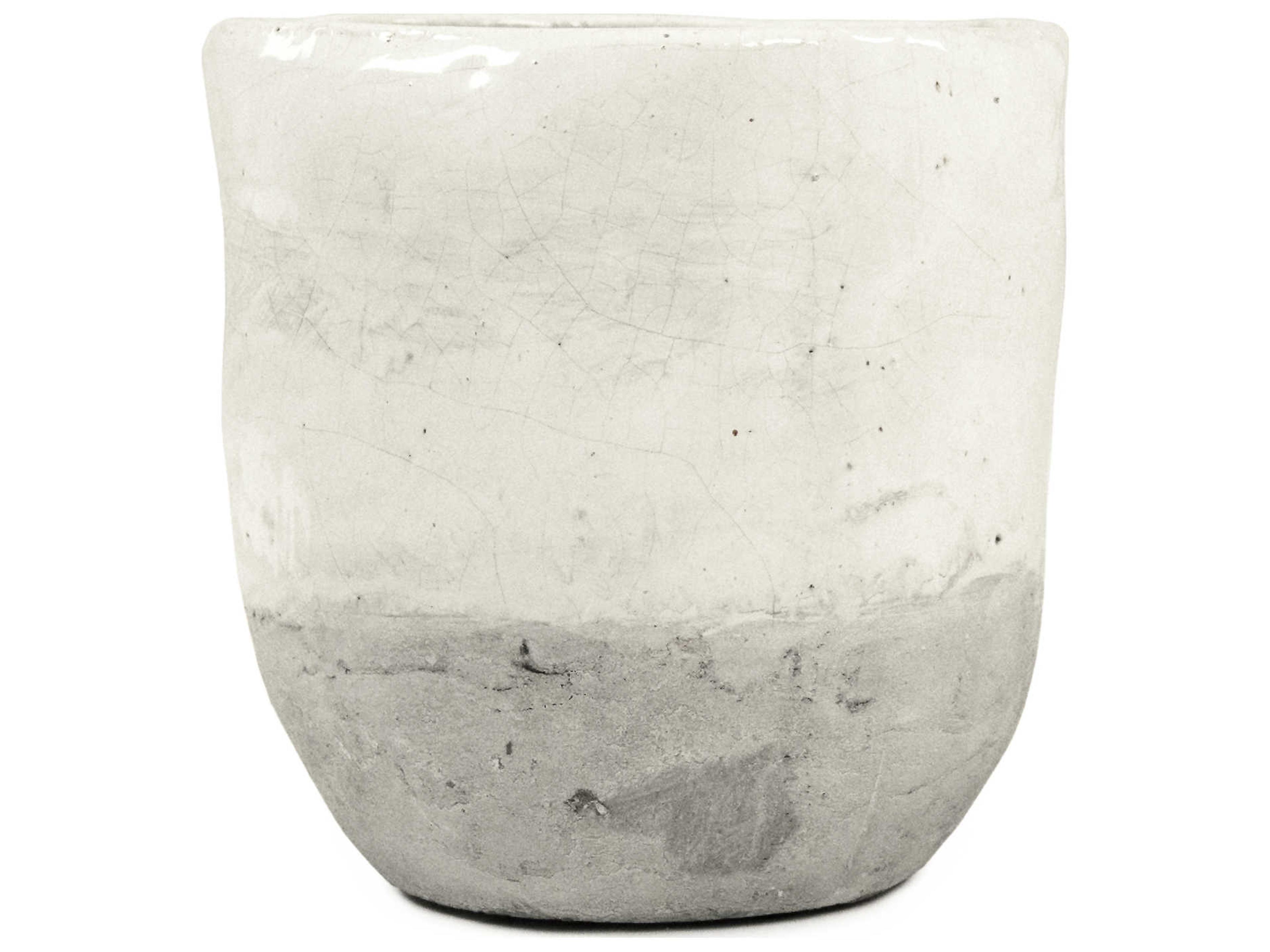 Zentique Distressed White 9" High Vase