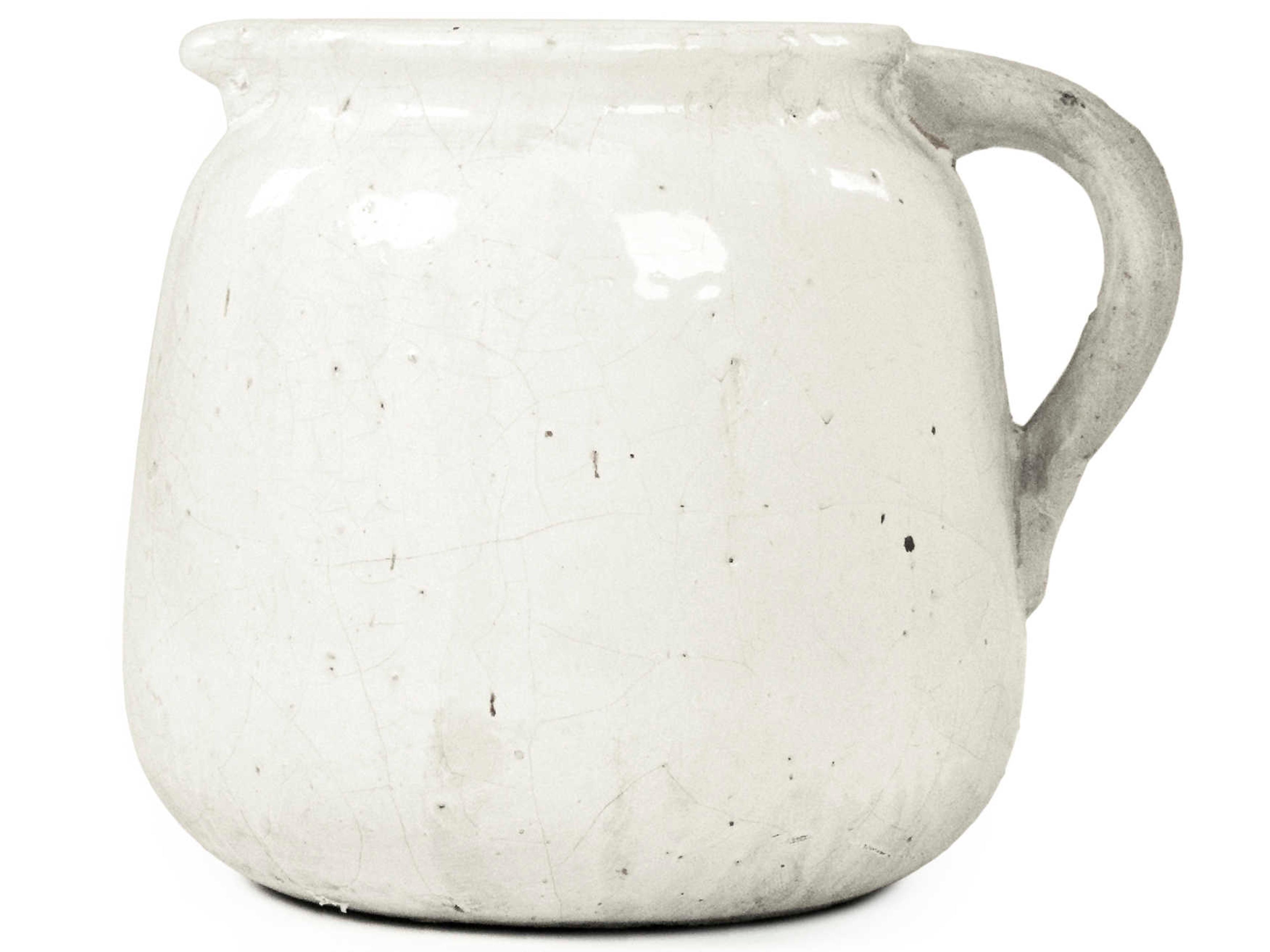 Zentique Distressed White Jar