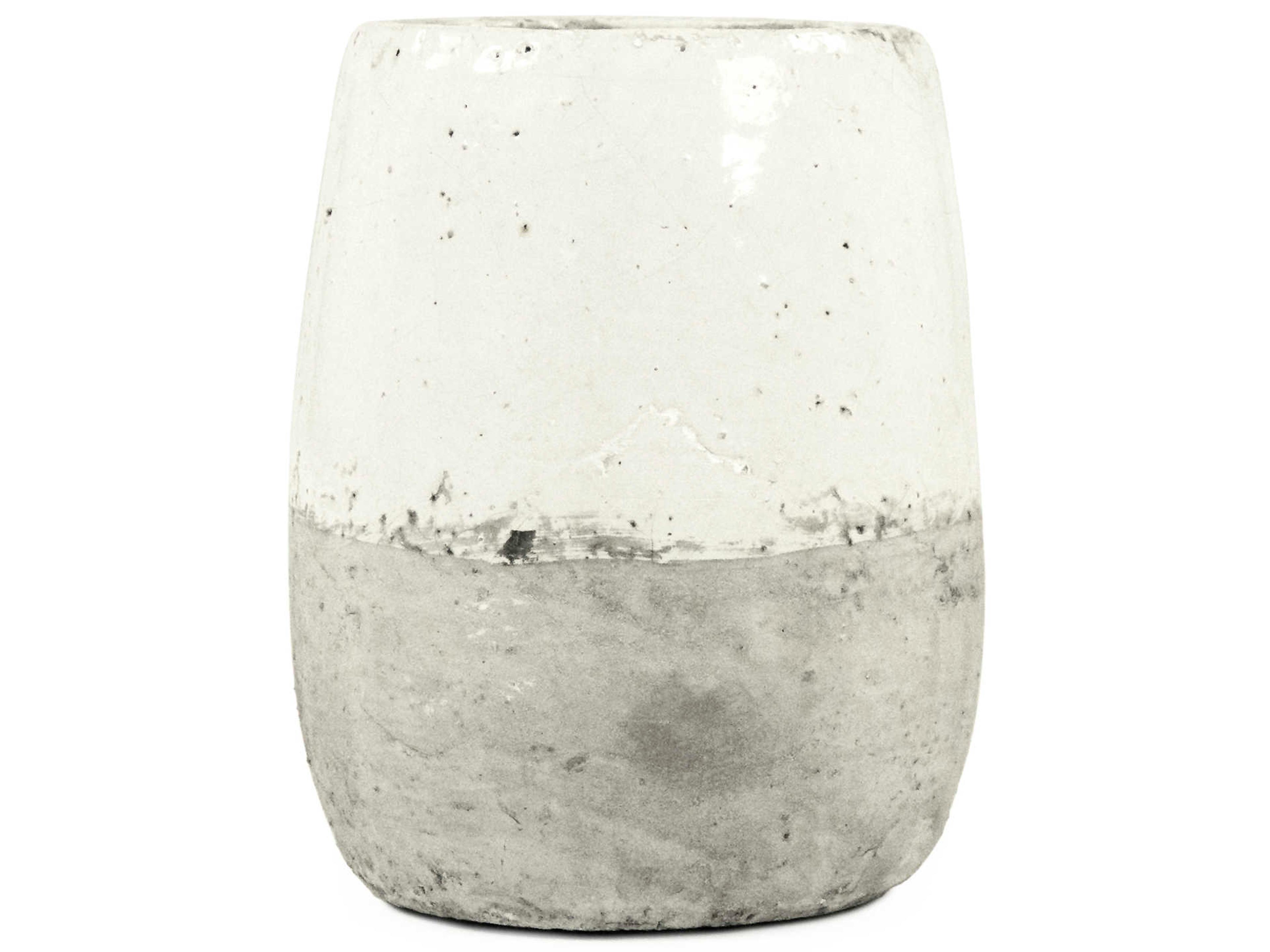Distressed White 11" High Vase