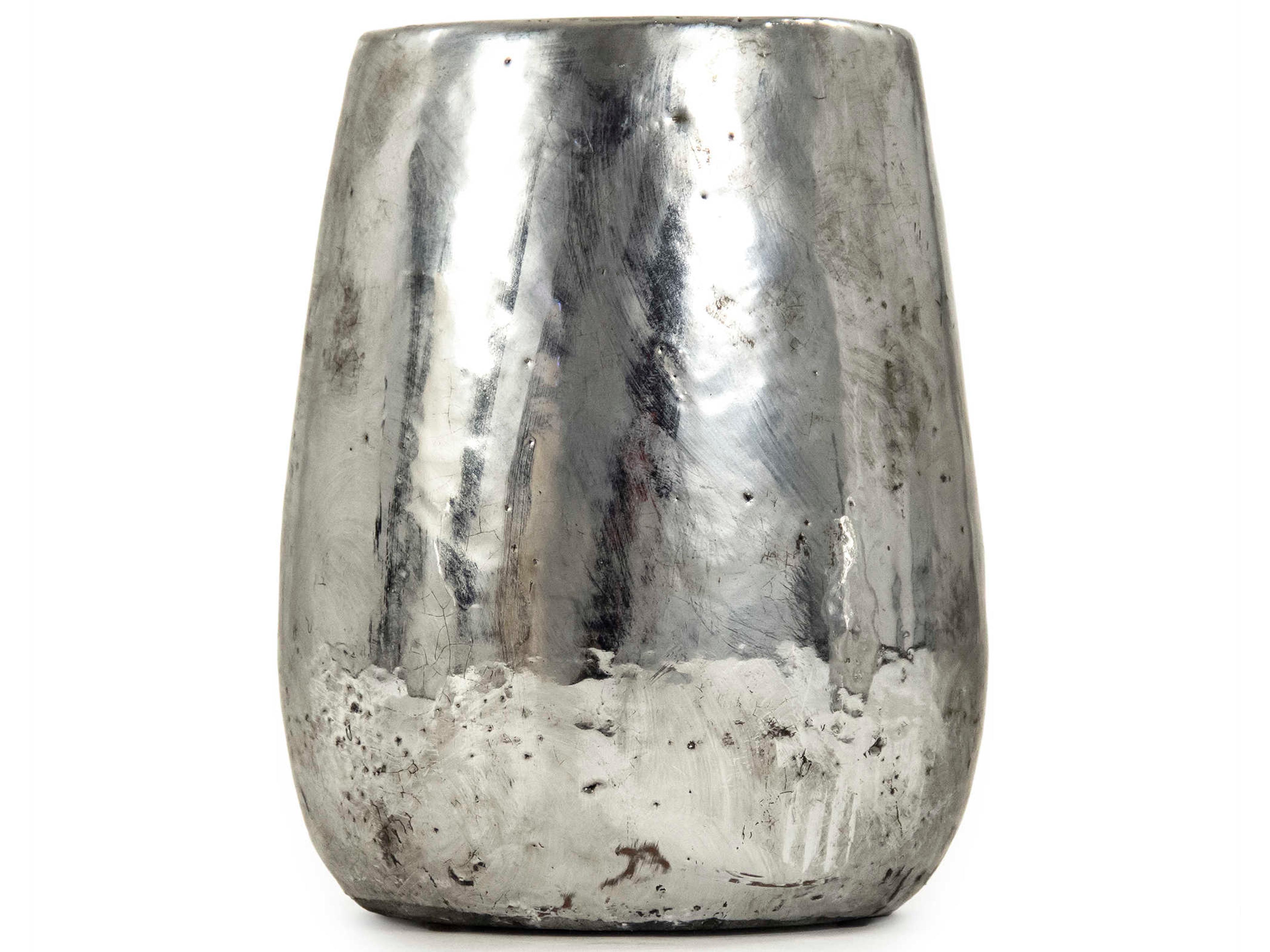 Zentique Distressed Metallic Silver Vase