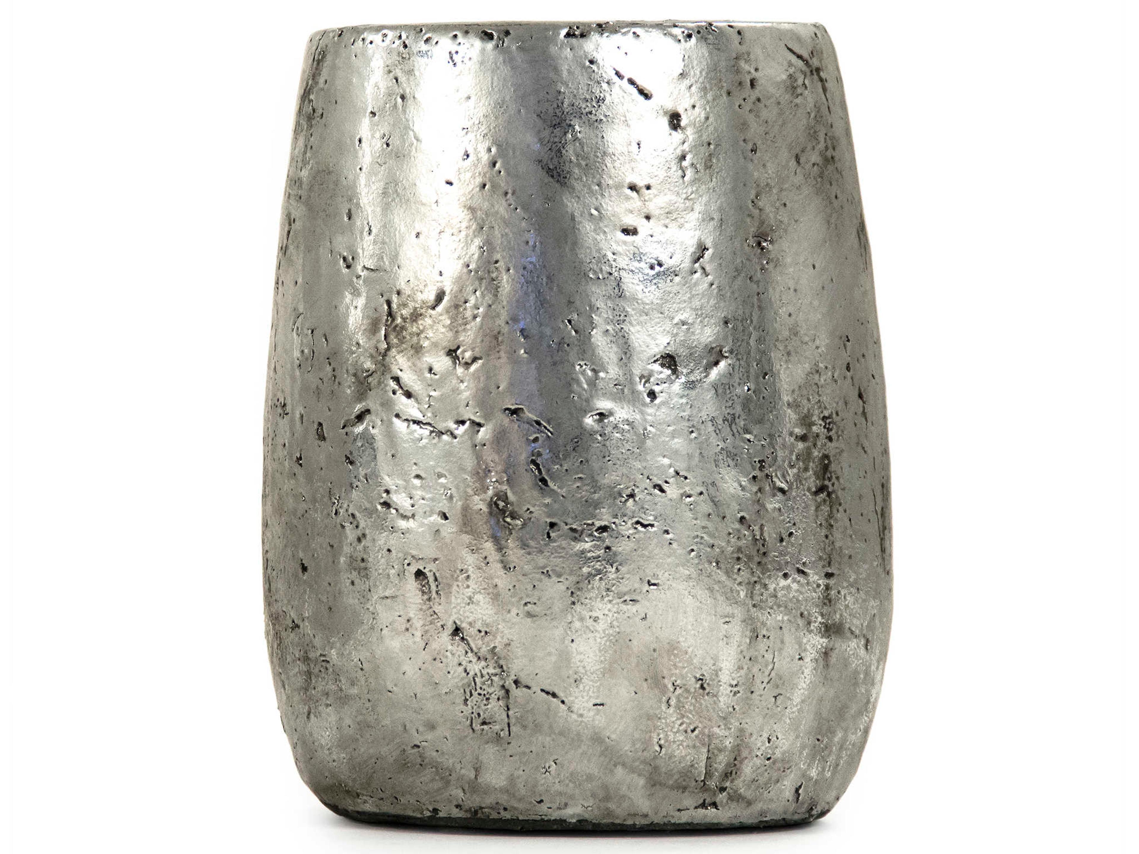 Zentique Distressed Metallic Silver 9" High Vase