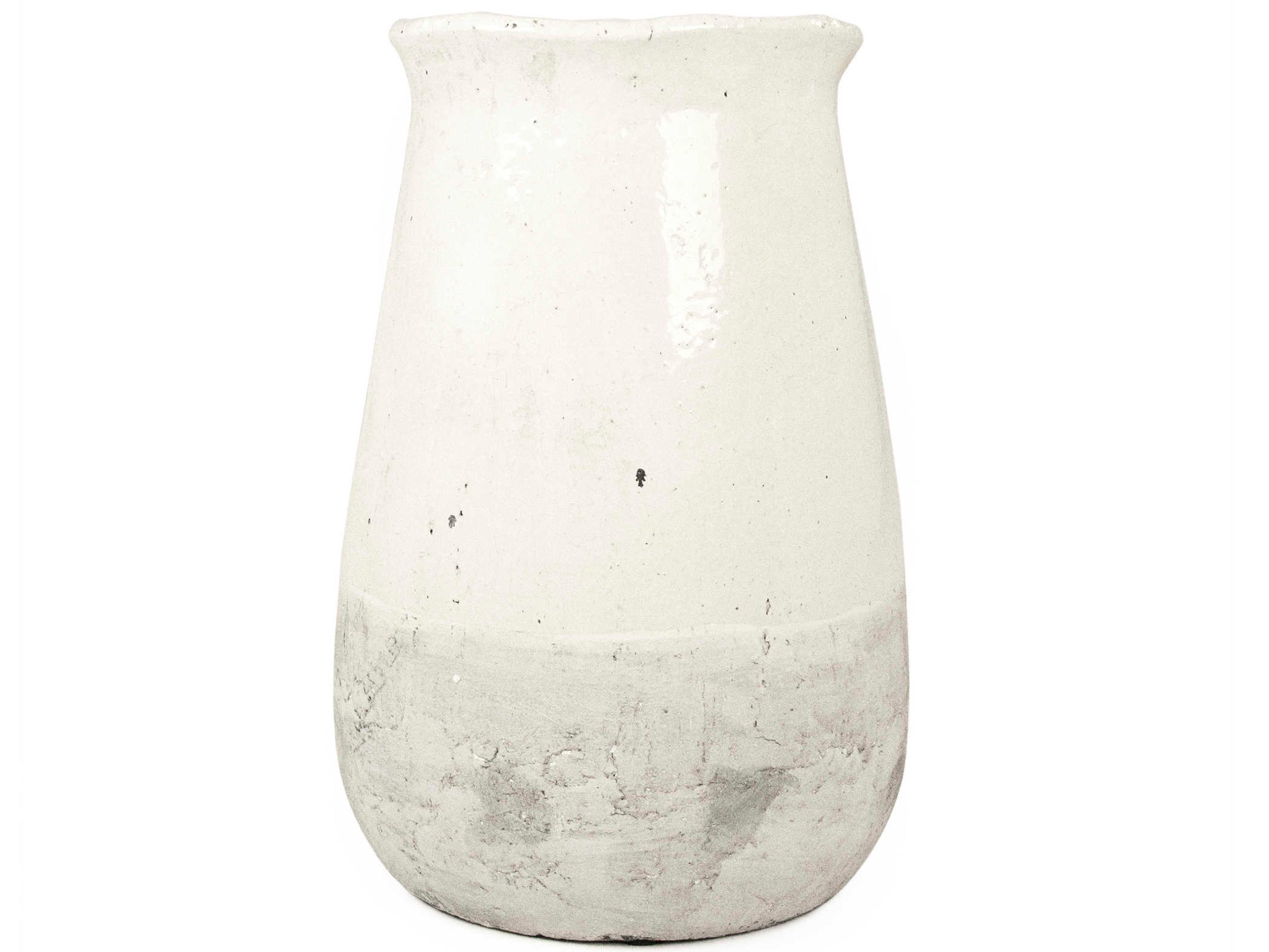Distressed White 16" High Vase