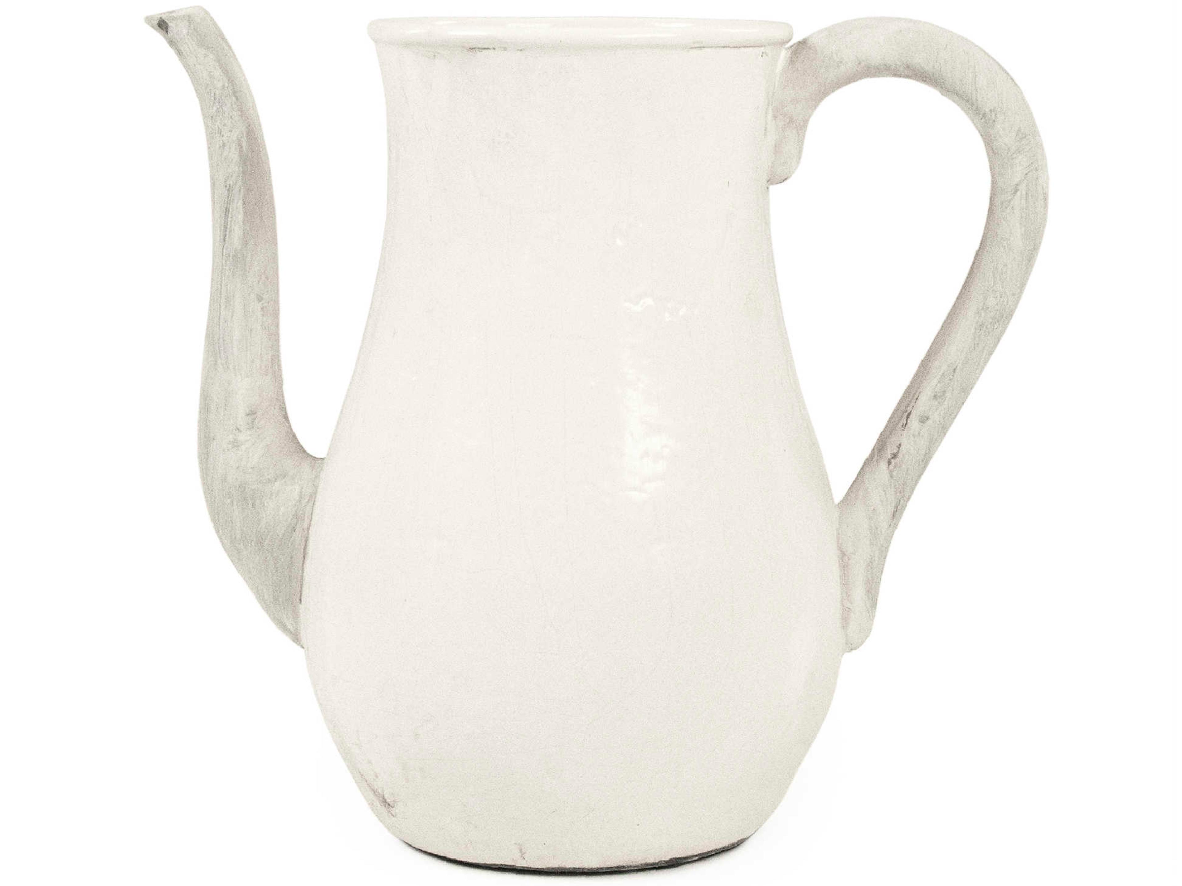 Zentique Distressed White 16" Pitcher