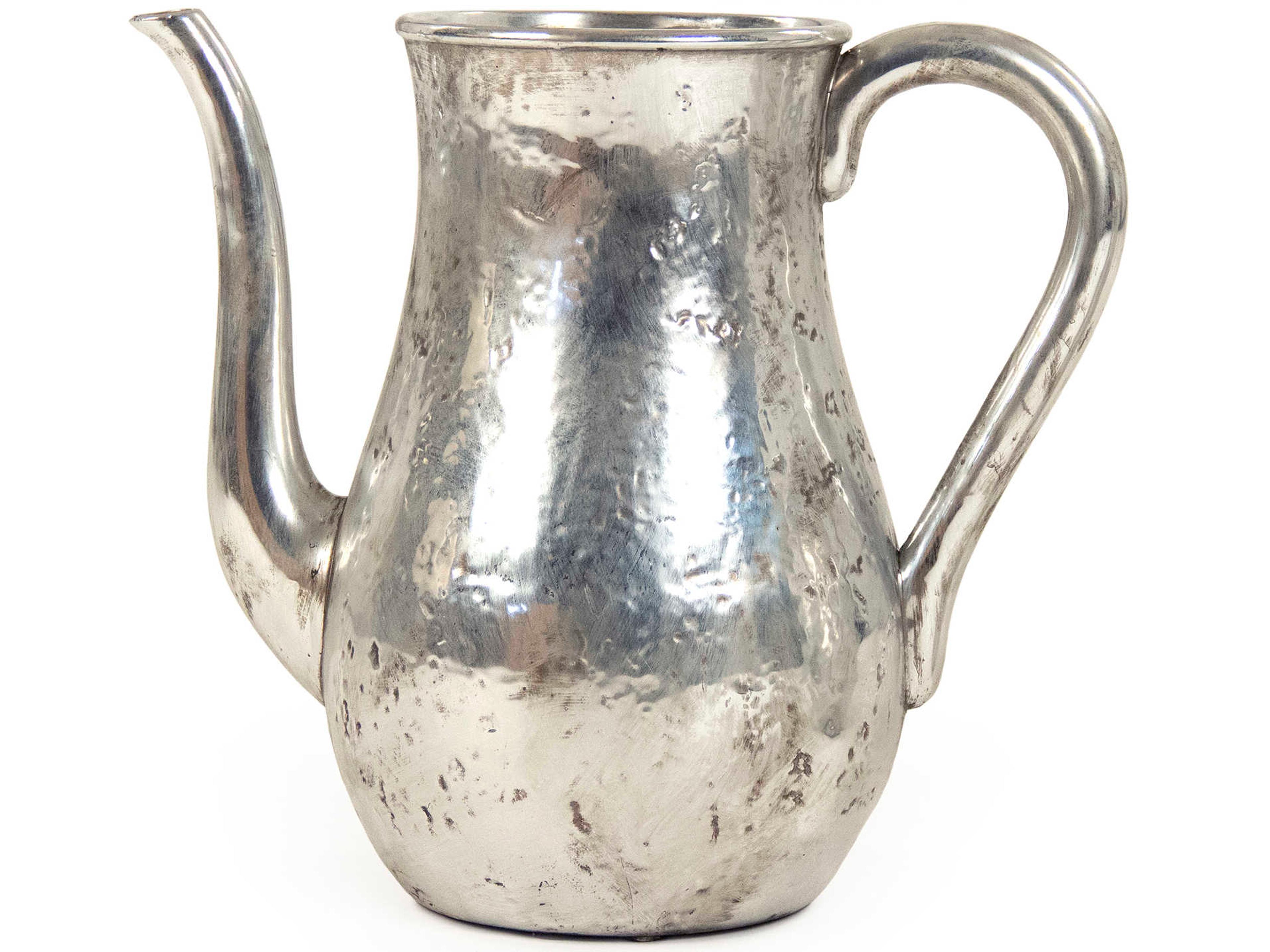Distressed Metallic Silver Pitcher Decorative Accent