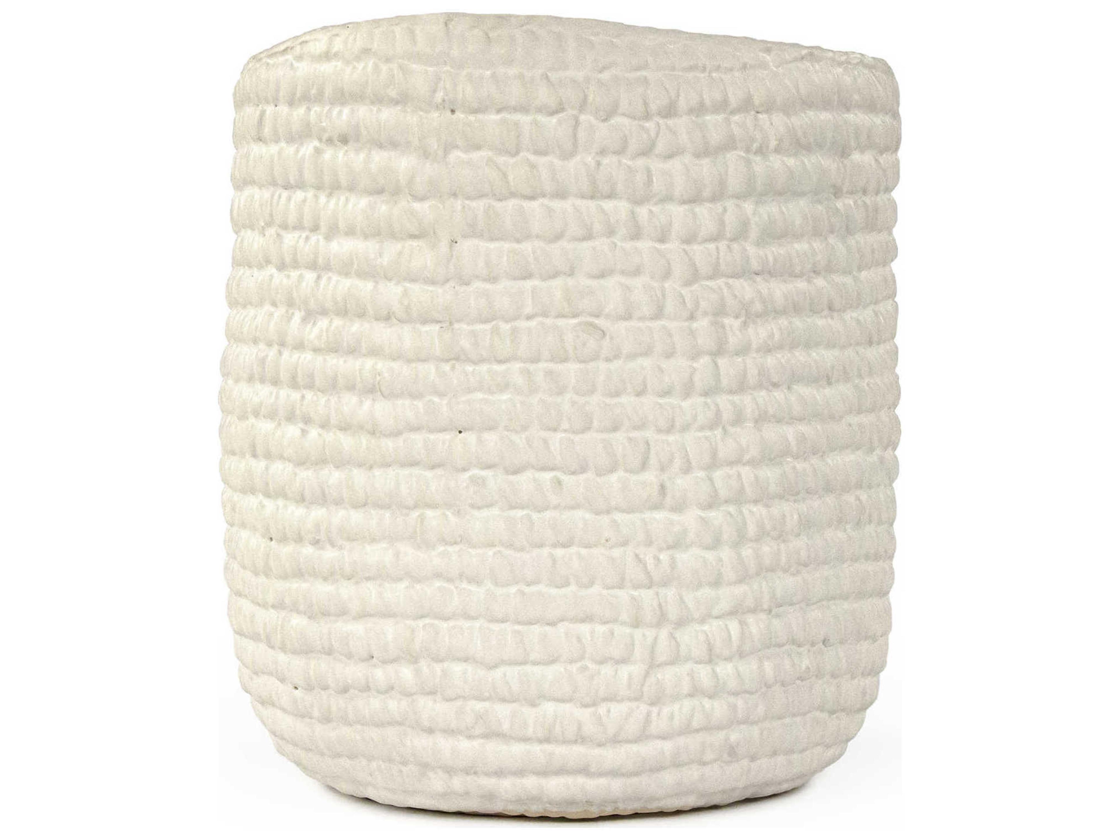 Matte White 7" Cross Weave Vase Set of 2
