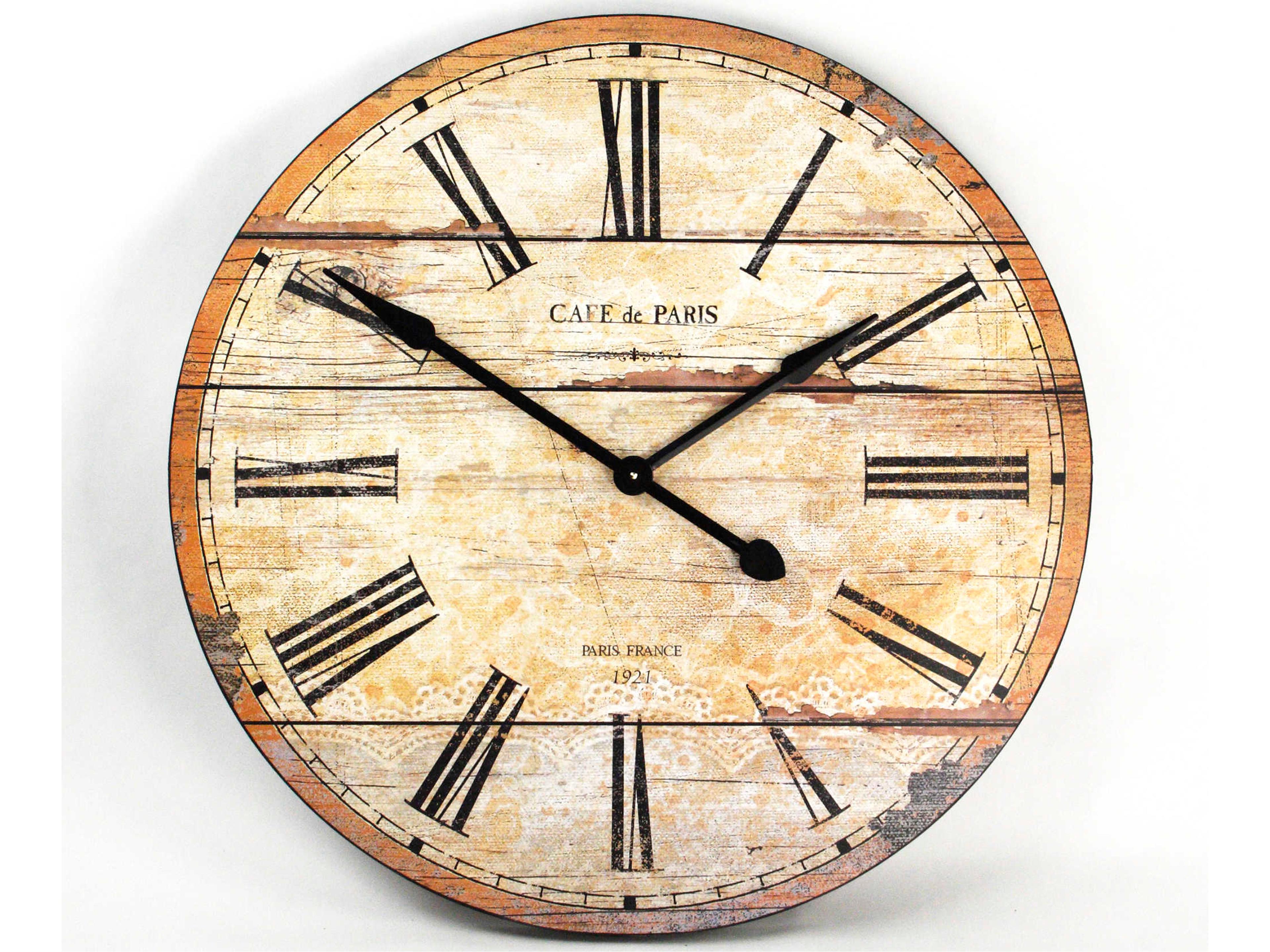 Antique Taupe Wooden Wall Clock