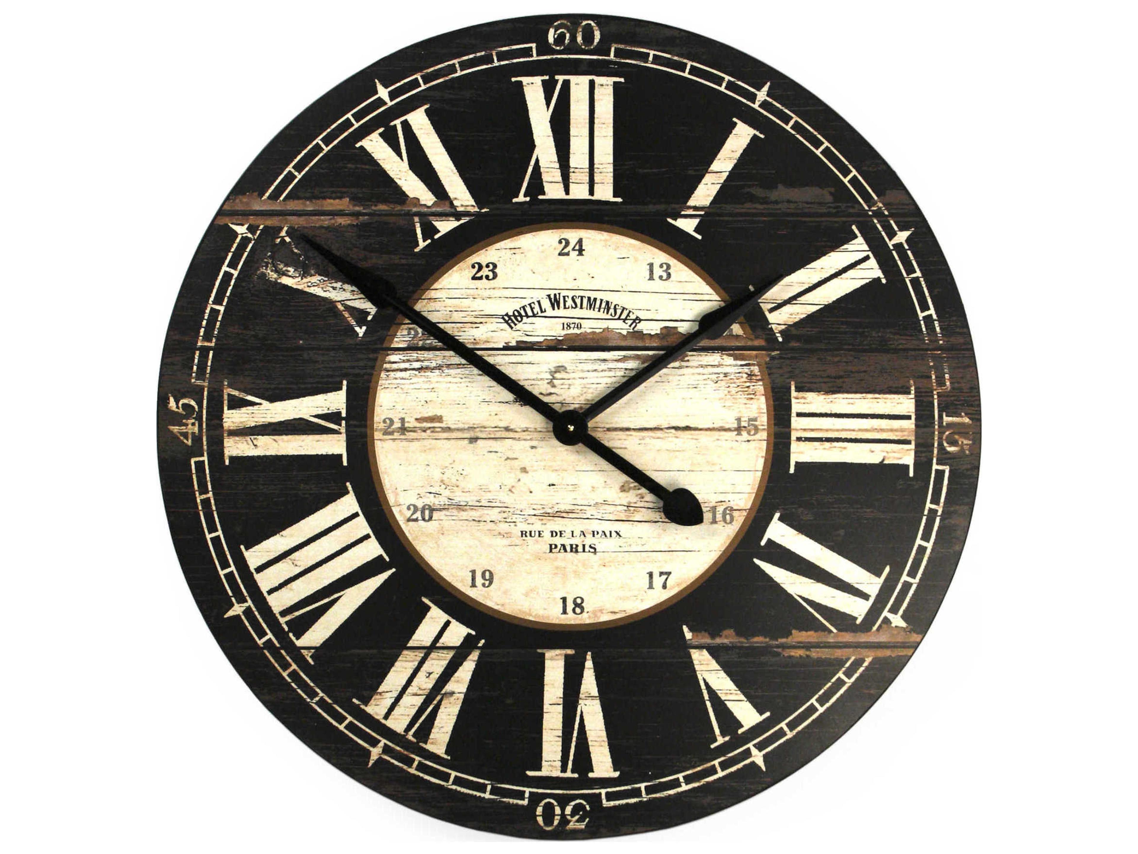 Antique Black Wooden Wall Clock