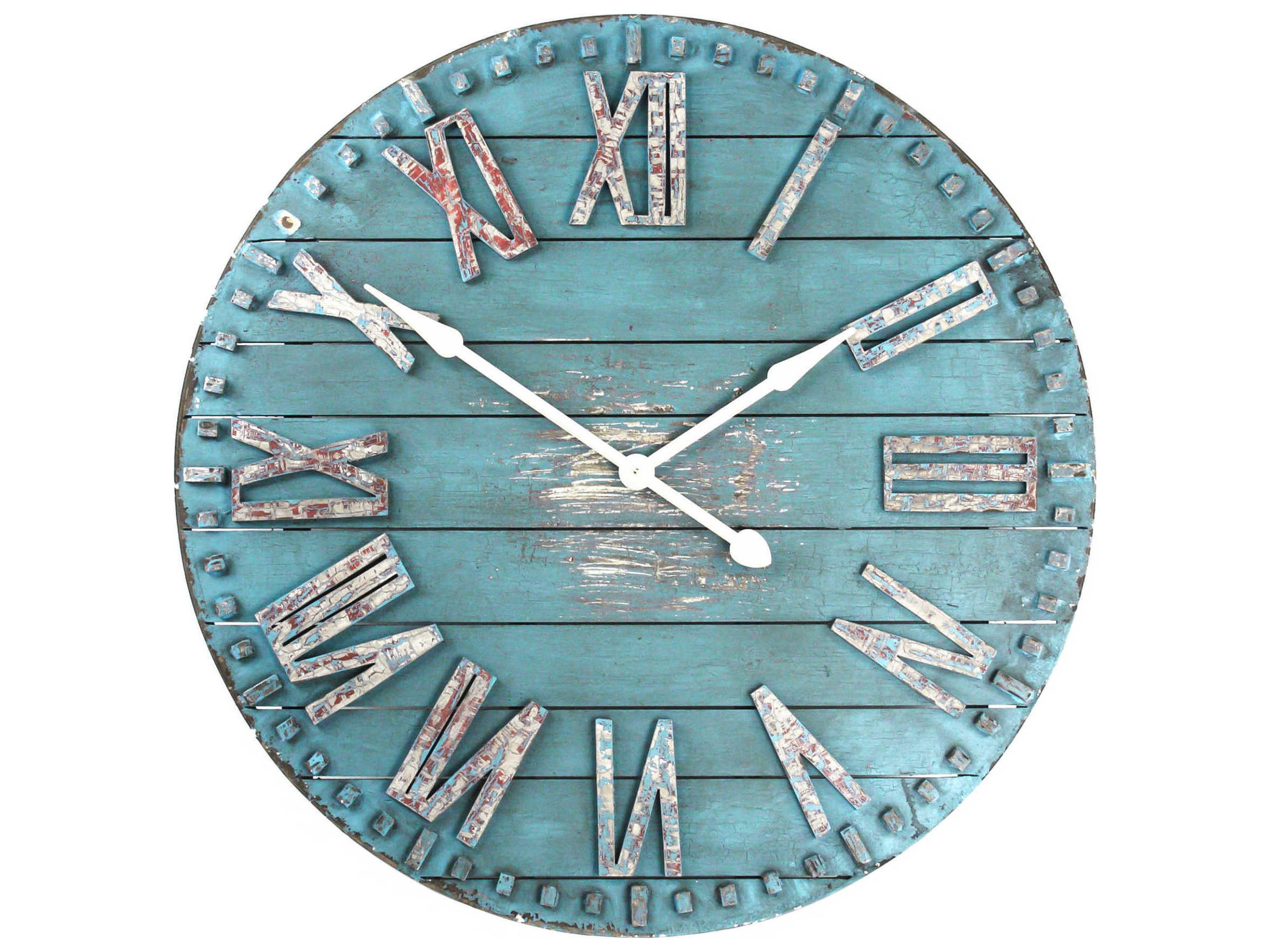 Antique Blue Wooden Wall Clock