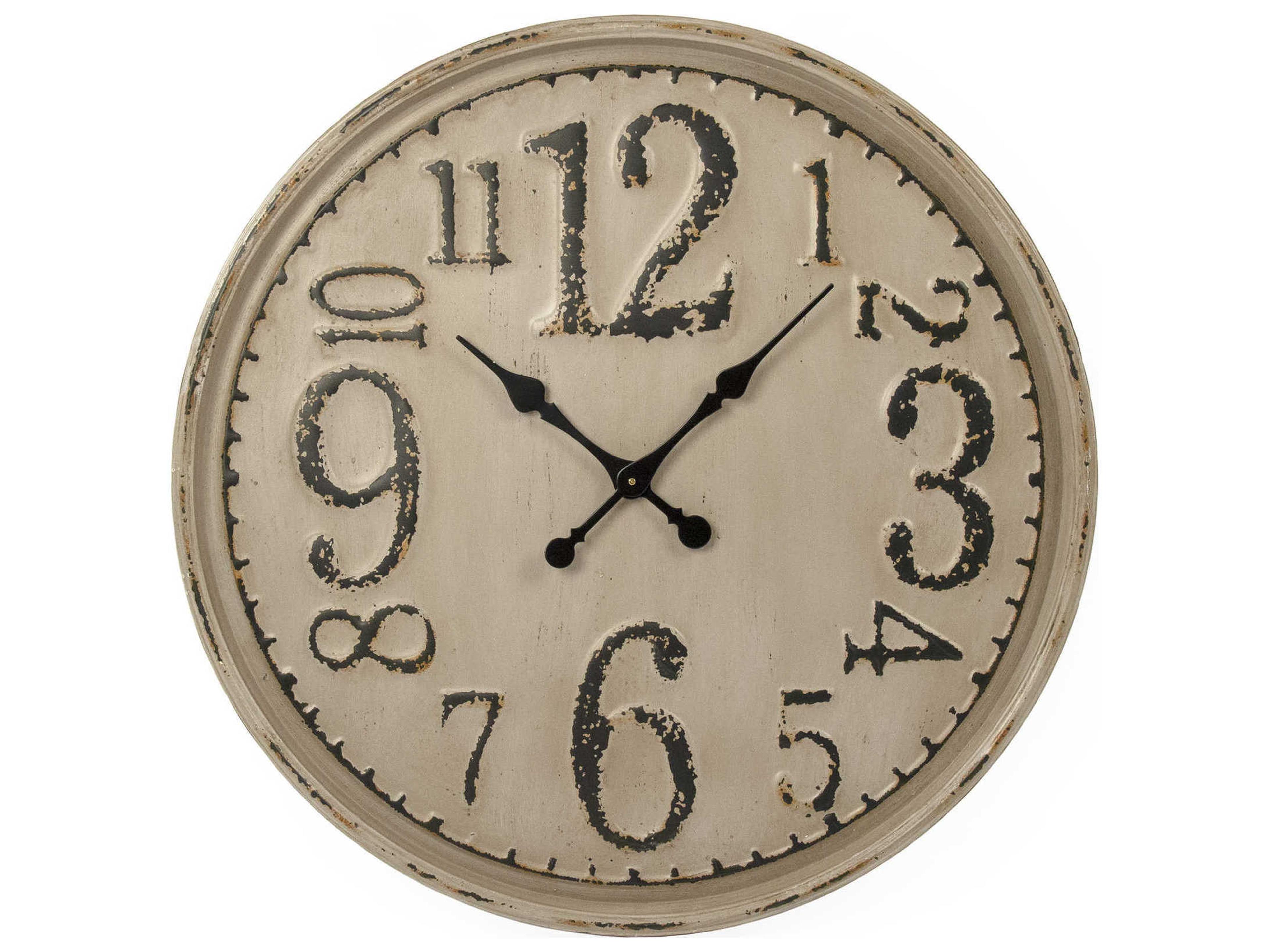 Distressed Grey Taupe Iron Wall Clock