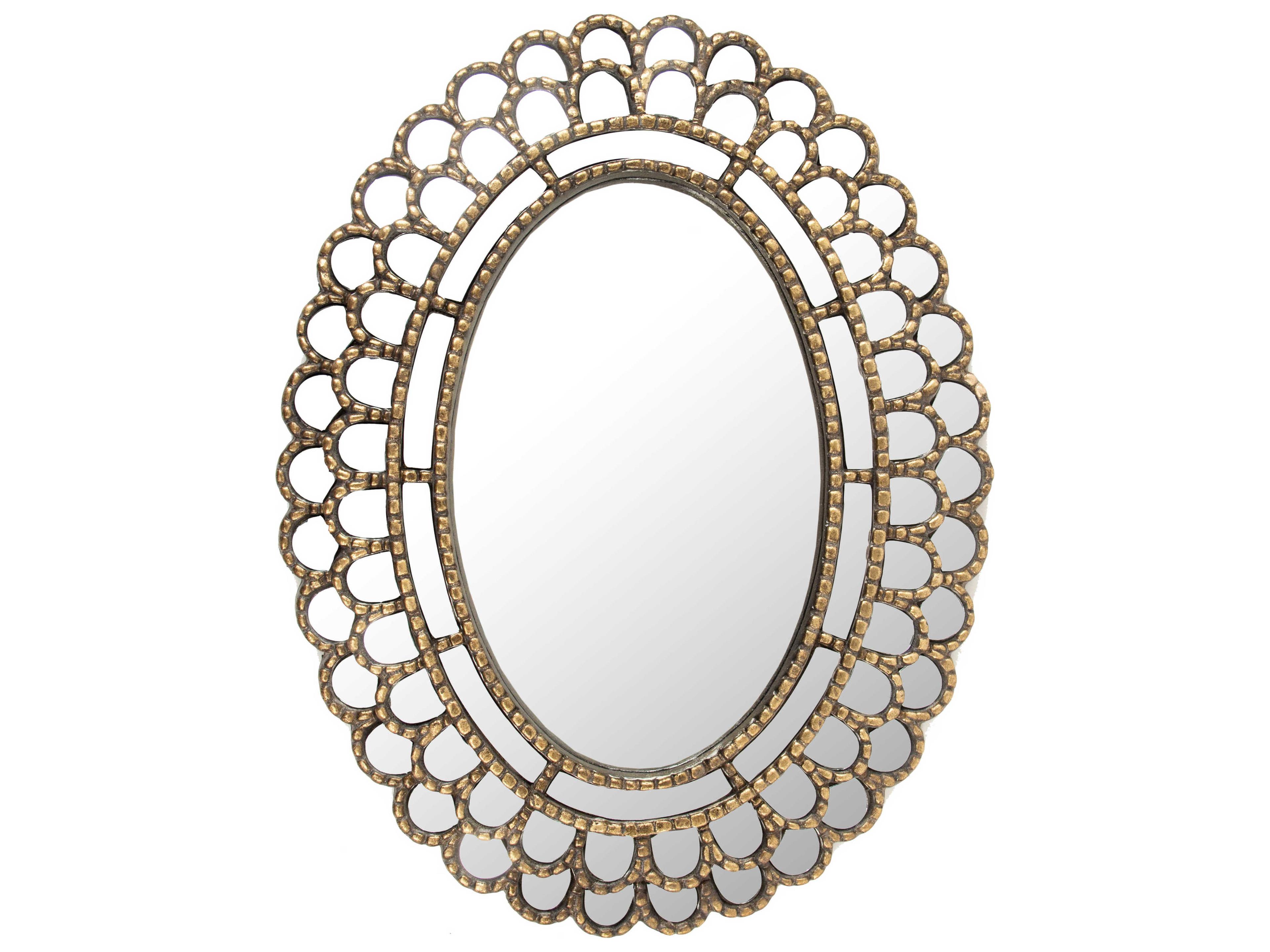 Zentique Flueur Antique Gold Oval Wall Mirror