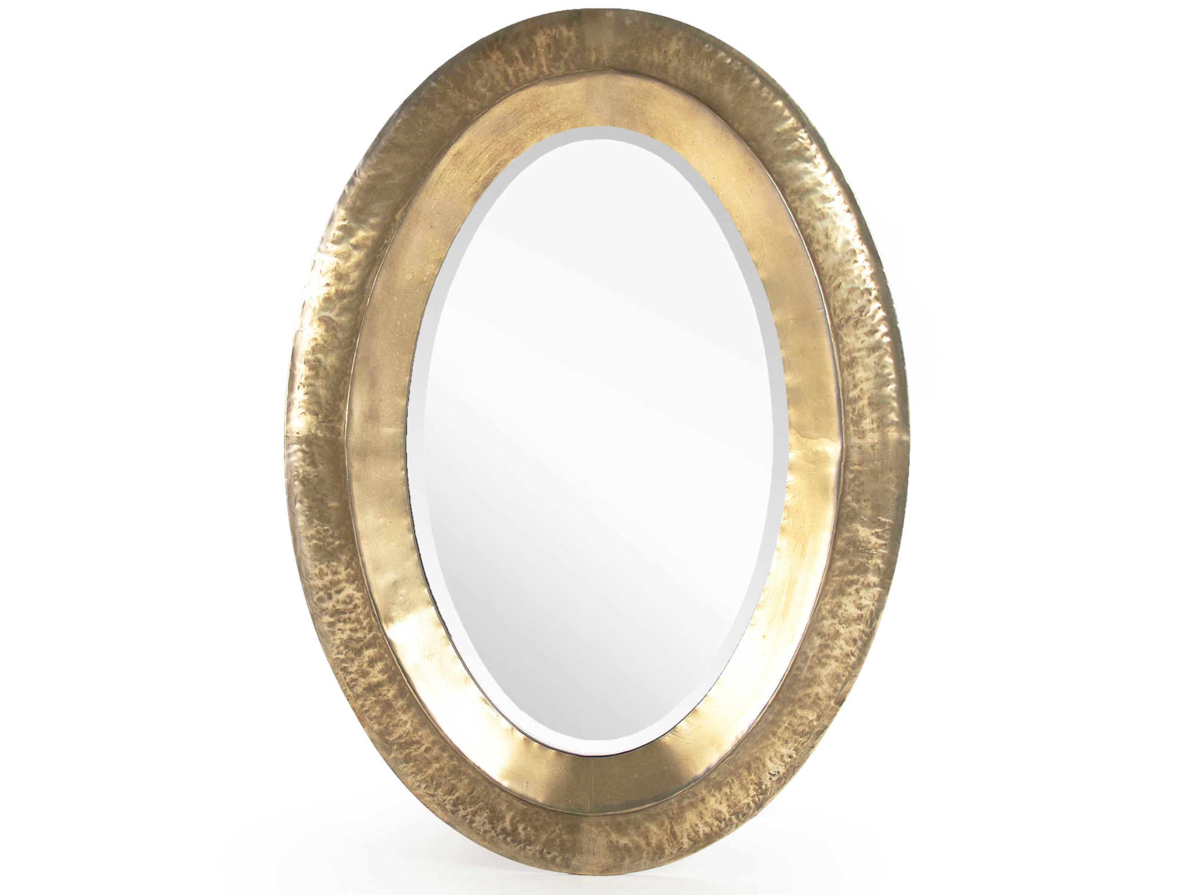 Zentique Jenna Distressed Gold Oval Wall Mirror