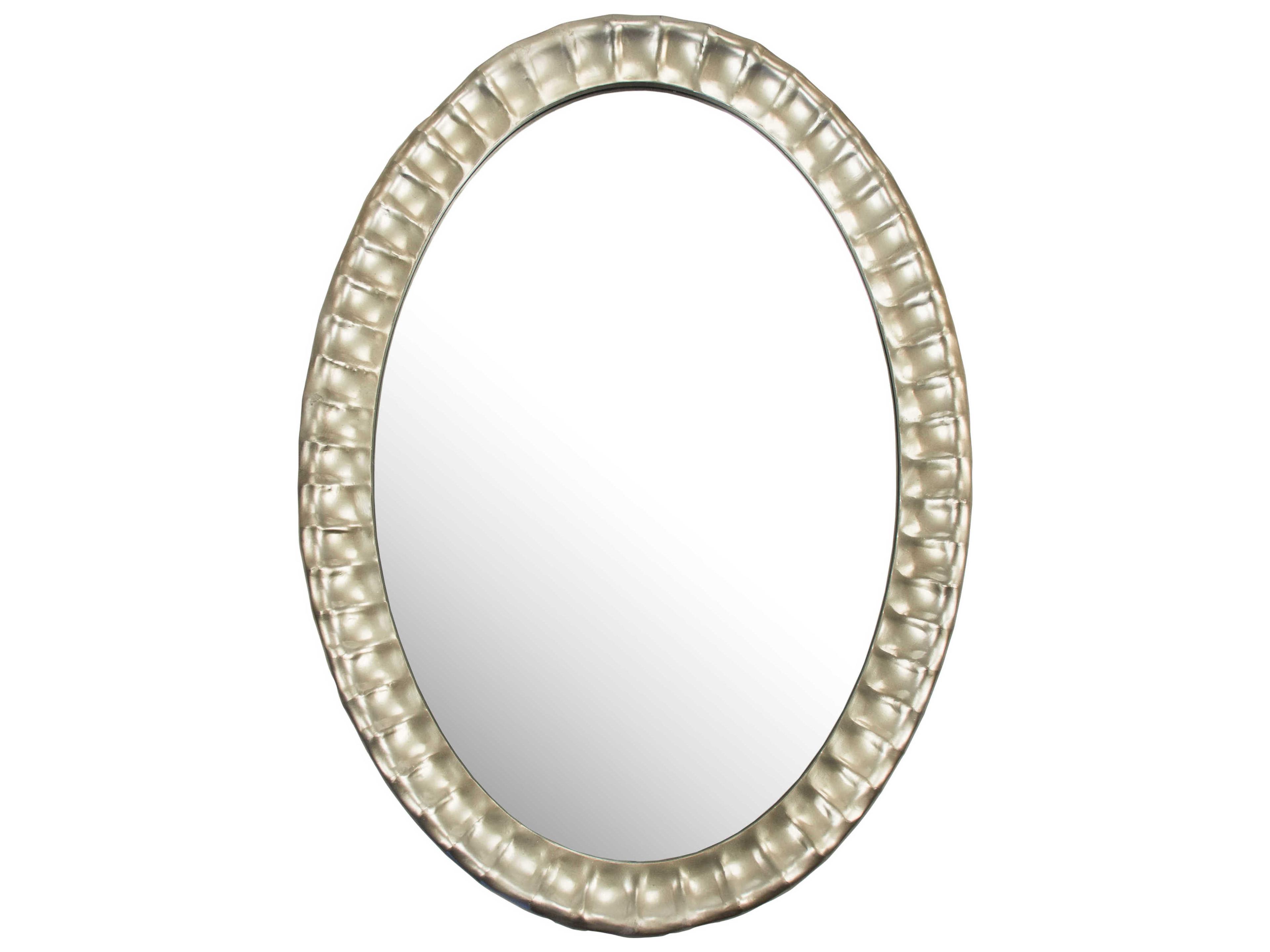 Zentique Perle Distressed Silver Oval Wall Mirror