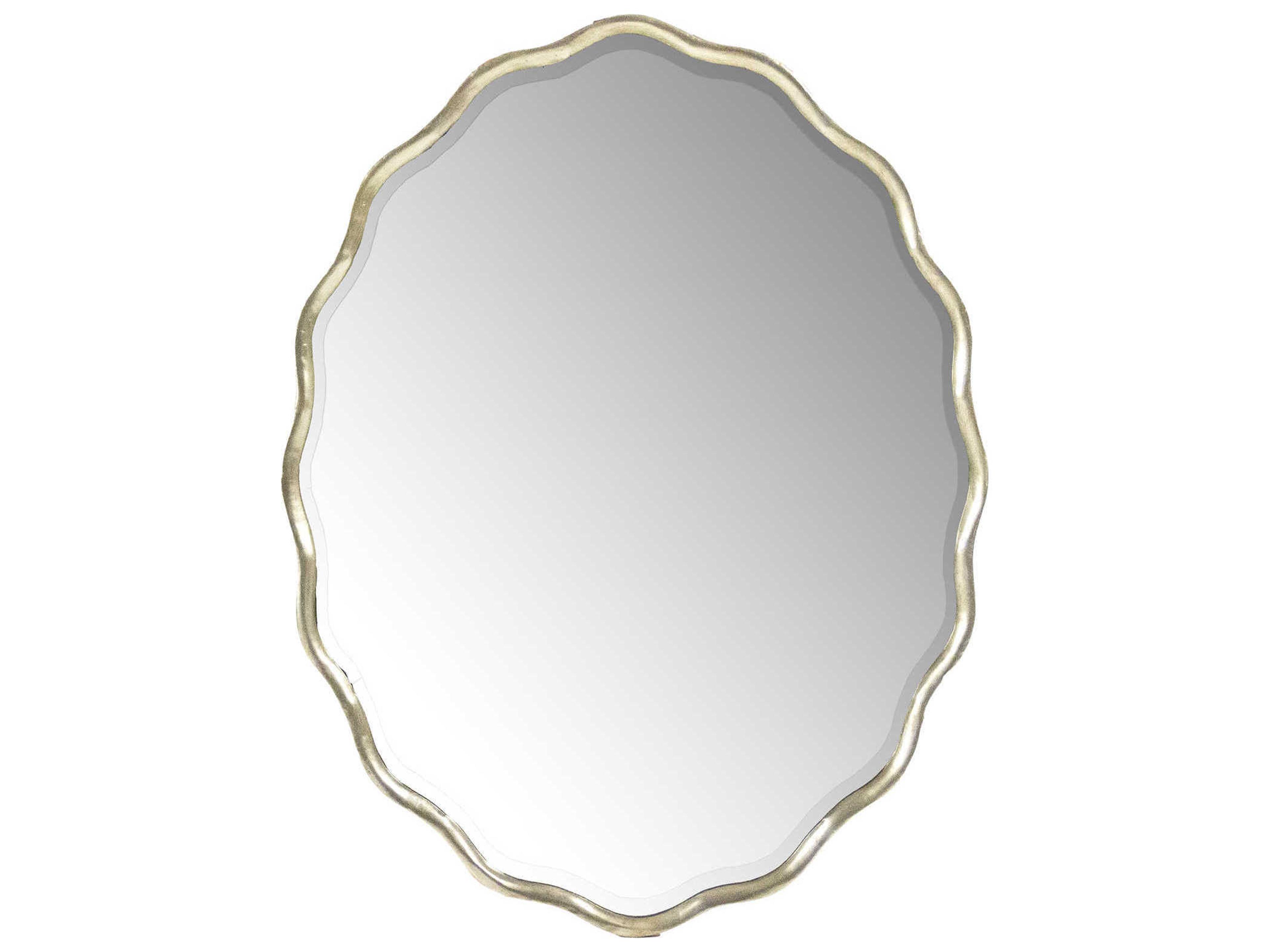 Caressa Distressed Silver Oval Wall Mirror