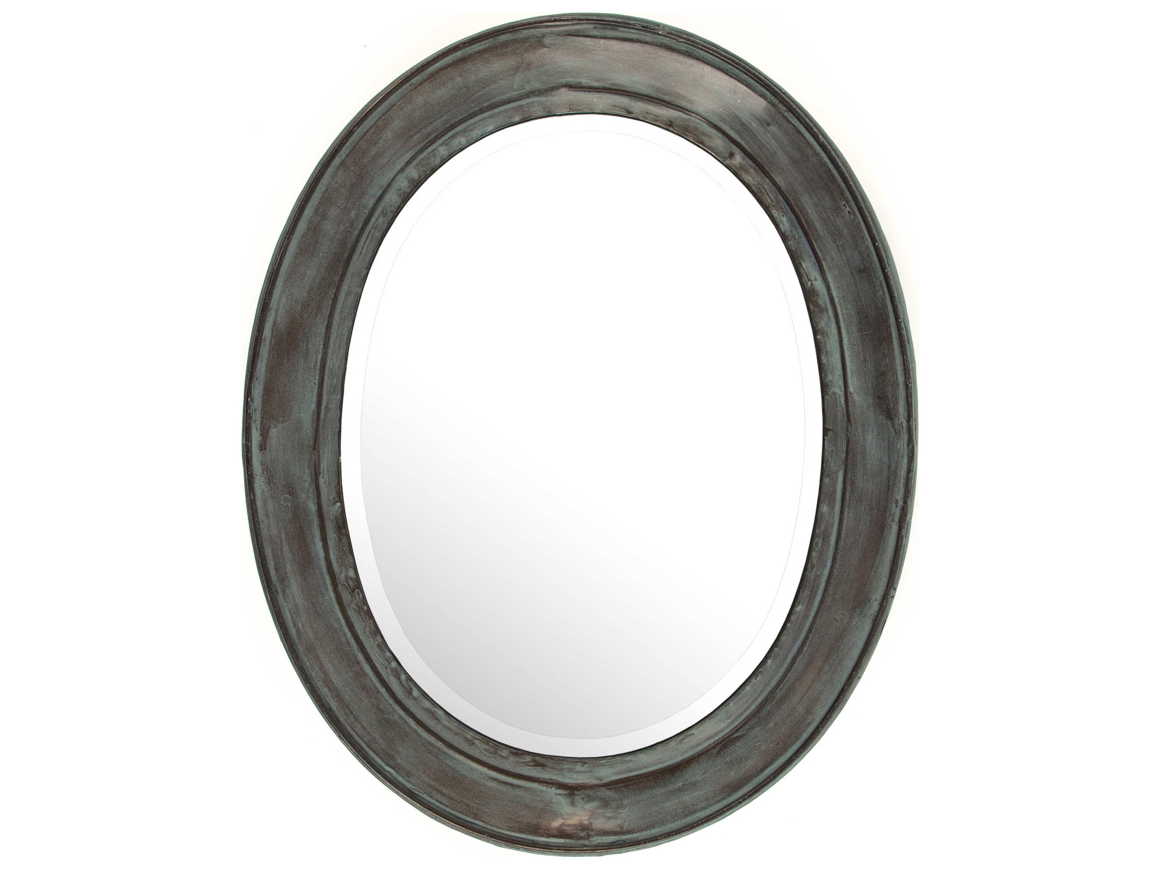 Rund Distressed Teal Oval Wall Mirror
