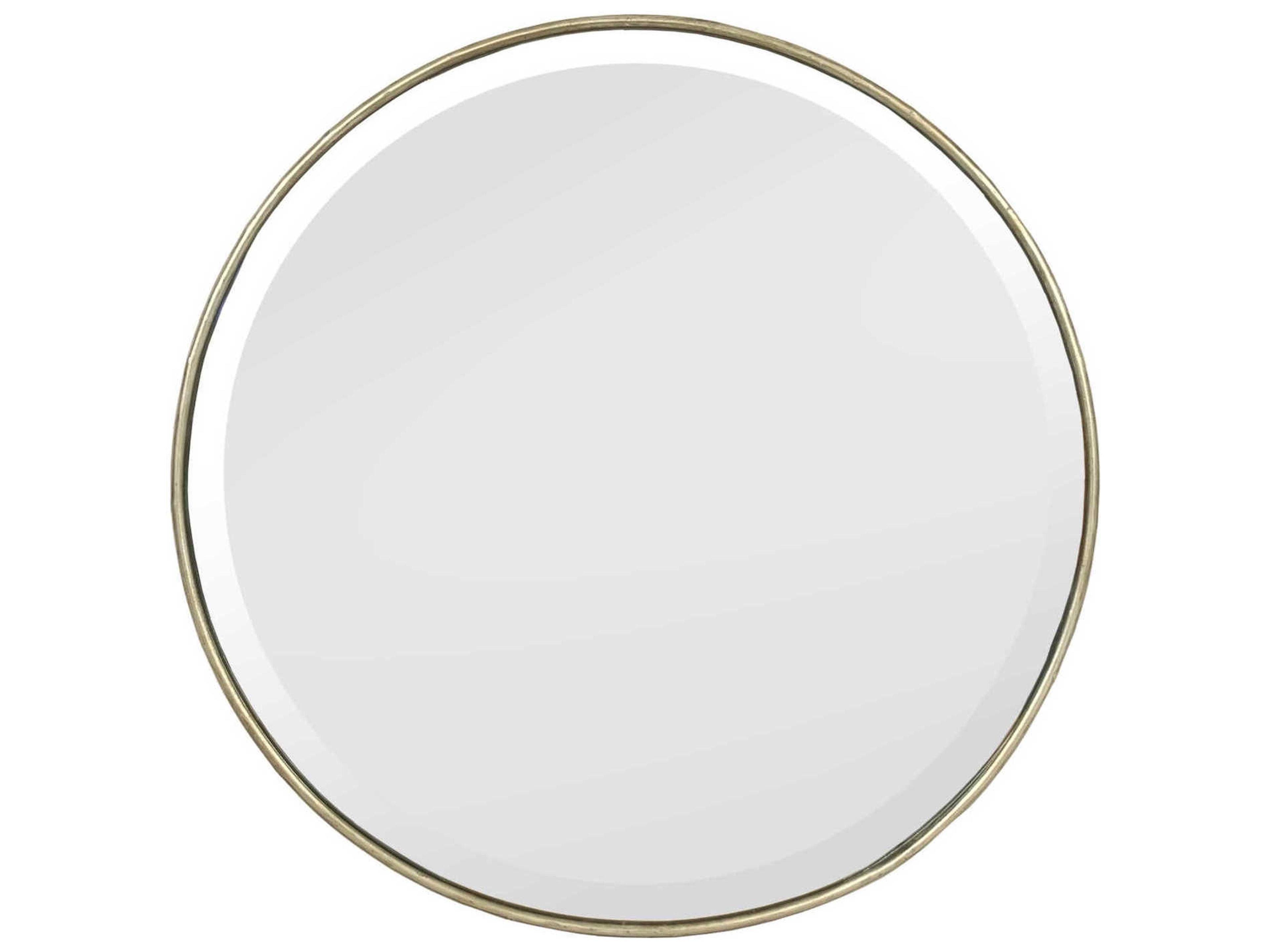 Lacia Distressed Light Gold Round Wall Mirror