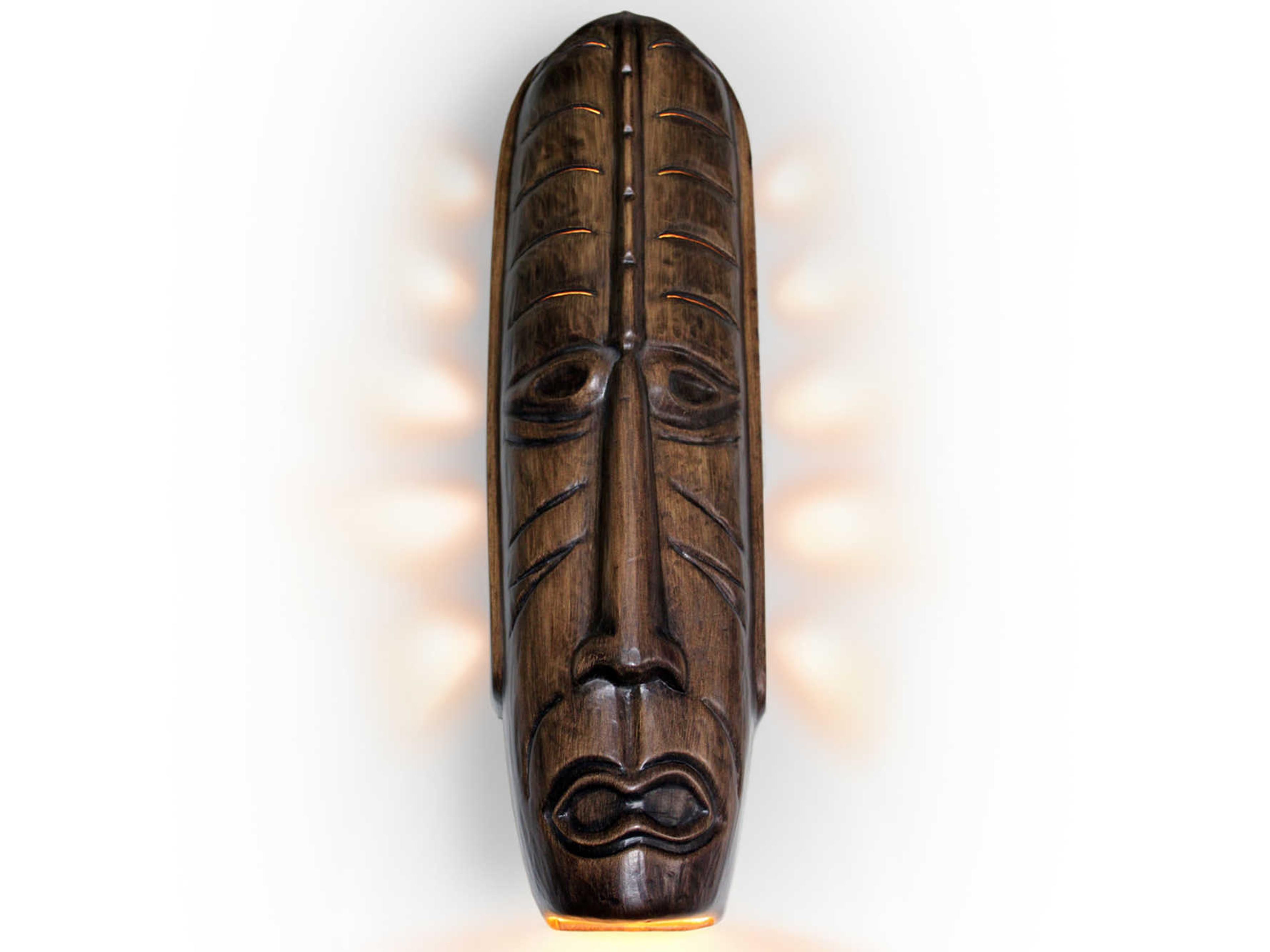 A19 Tribal 1-Light Dark Teak Brown Wall Sconce
