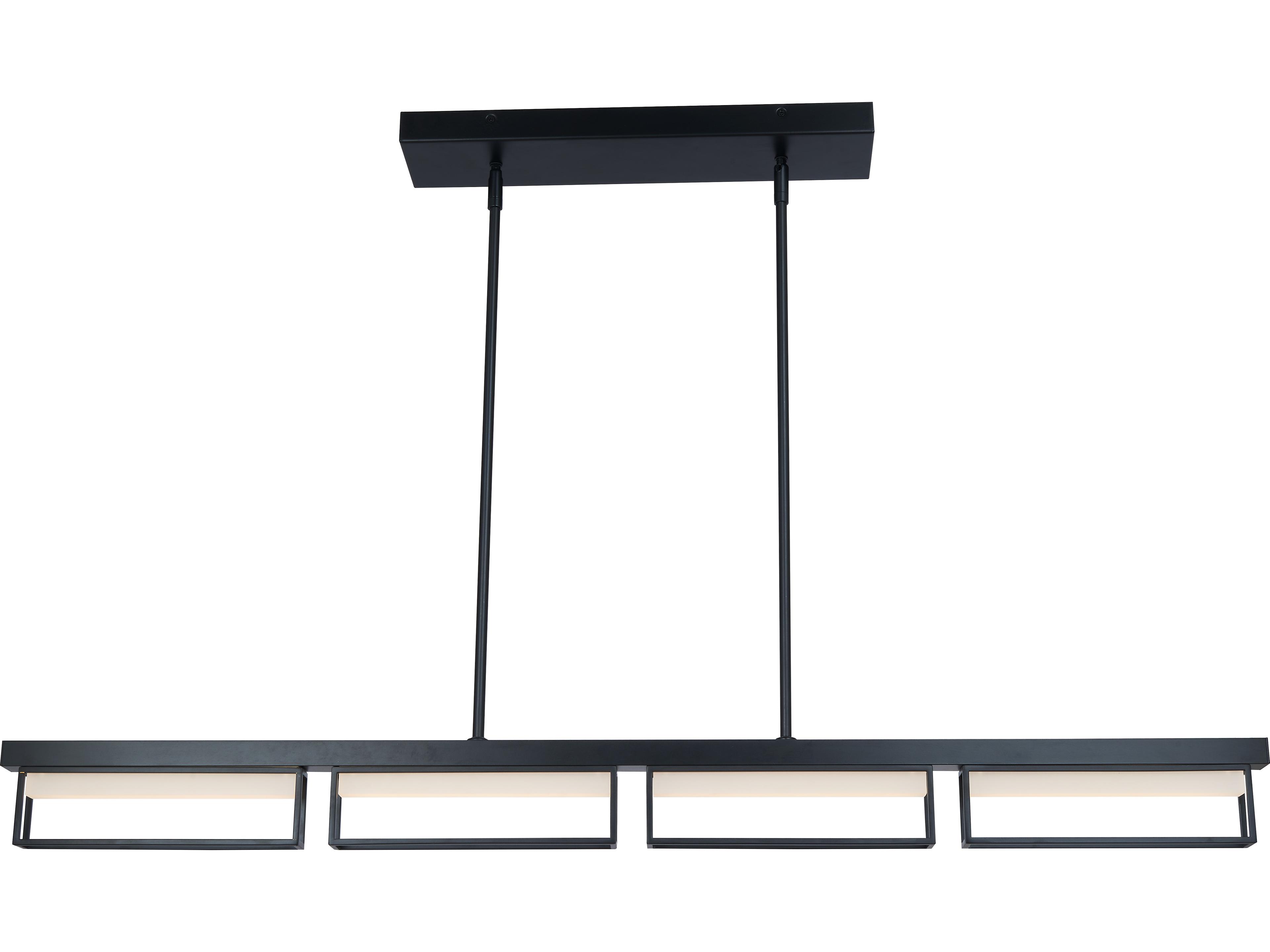 Abra Pane 4-Light Matte Black Geometric Linear Island Pendant