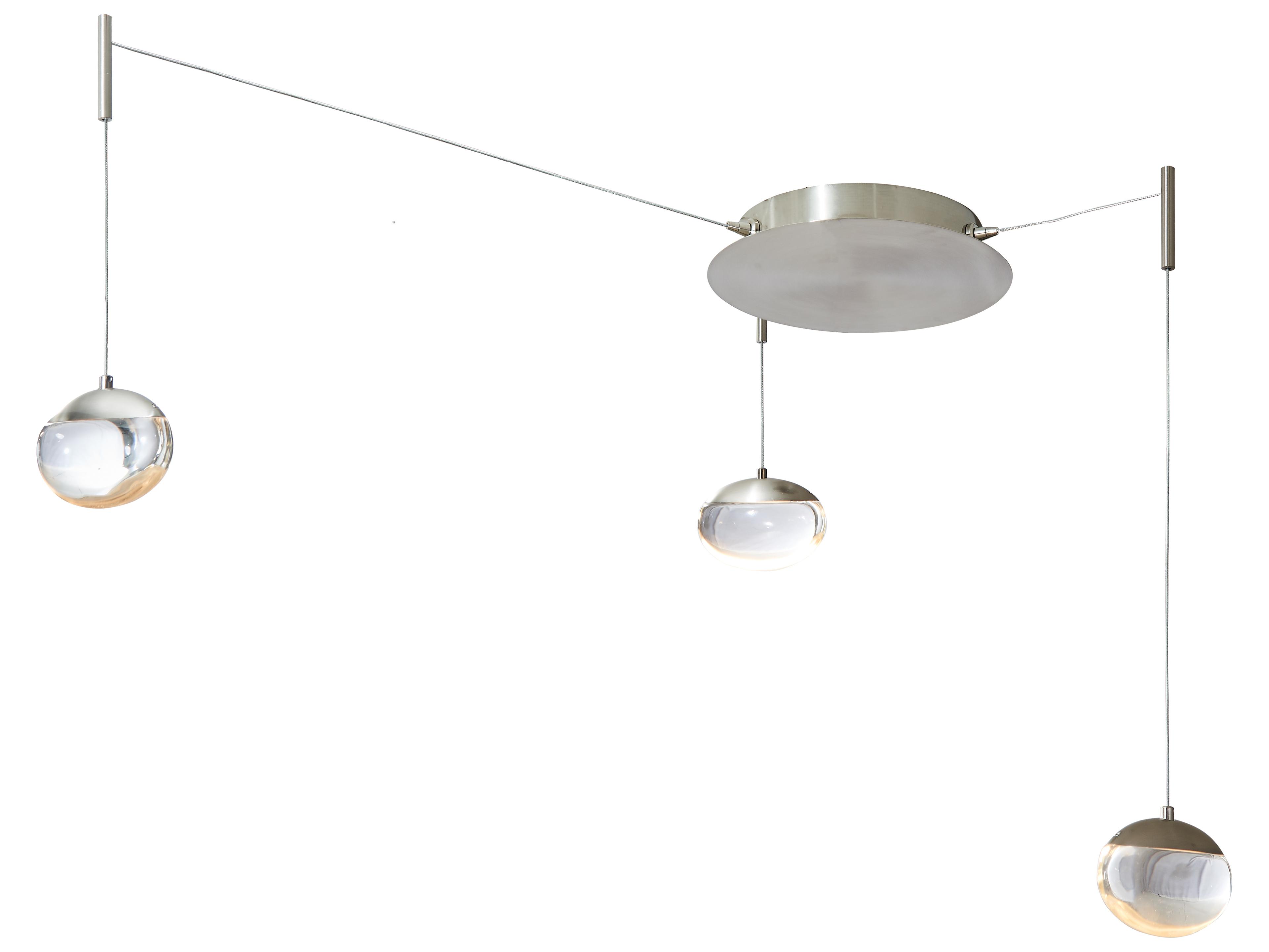 Abra Athena 3-Light Brushed Nickel Round Pendant