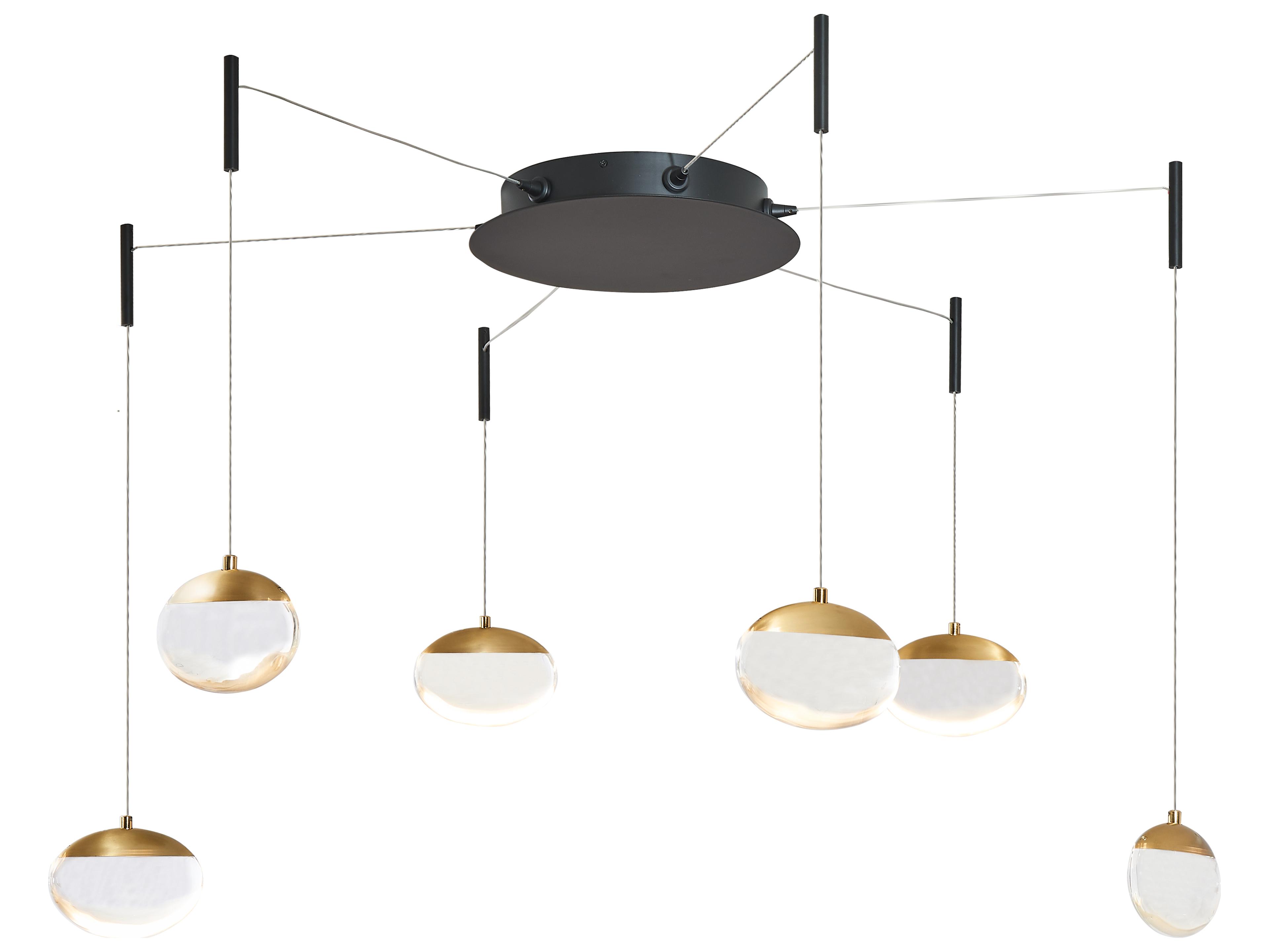 Athena 6-Light Matte Black Brushed Brass Round Pendant