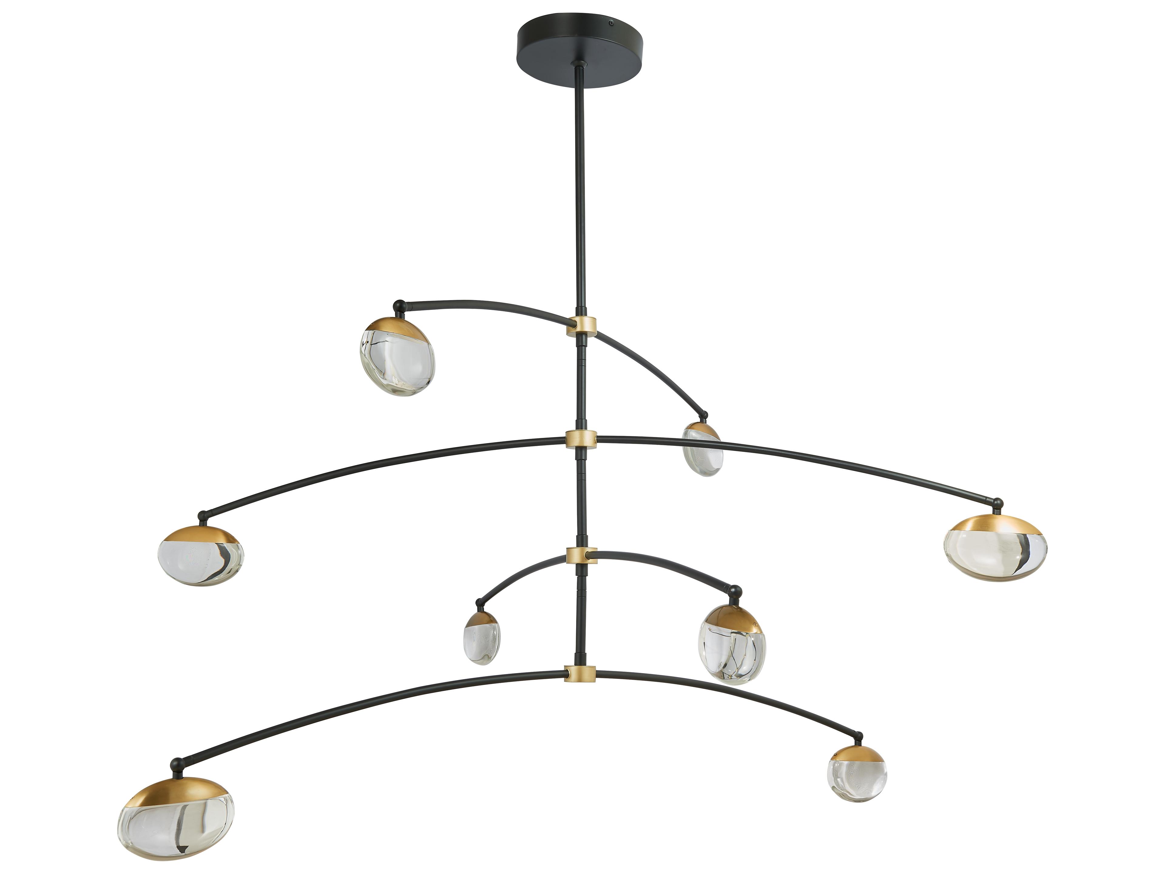 Abra Athena 8-Light Matte Black Brushed Brass Round Chandelier