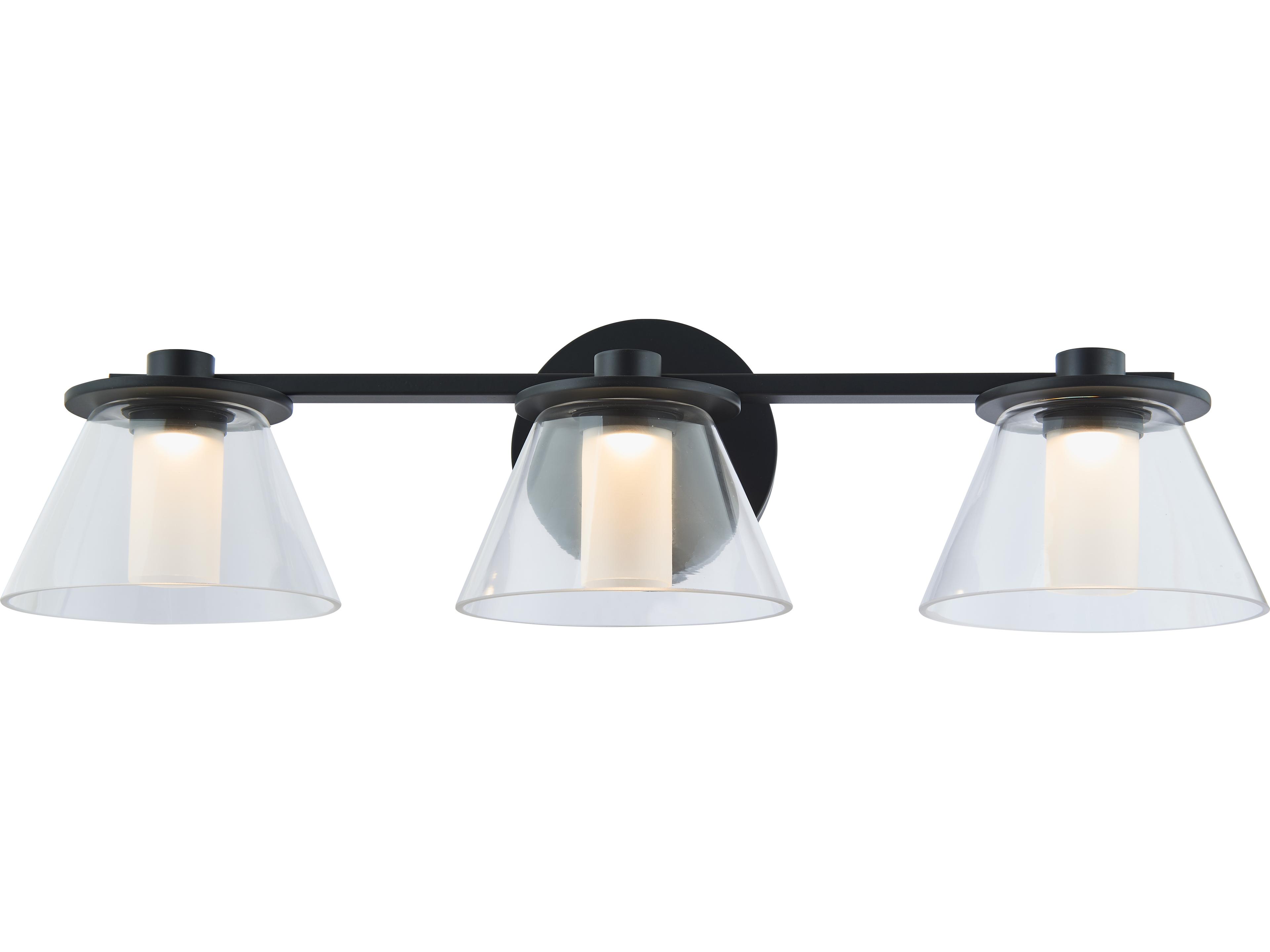 Abra Cone 3-Light Black Vanity Light
