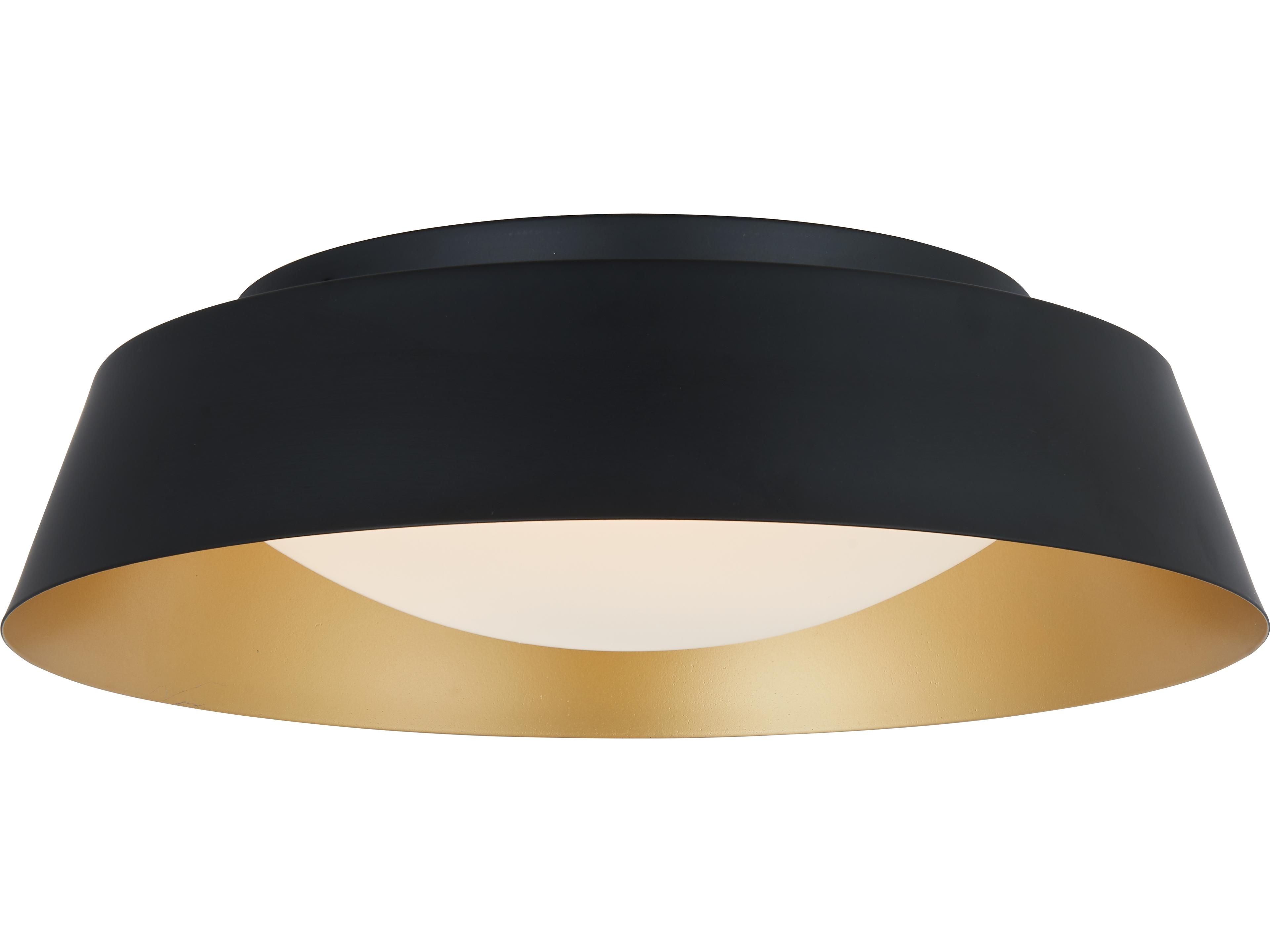 Abra Flare 1-Light Matte Black Gold Dome Round Flush Mount